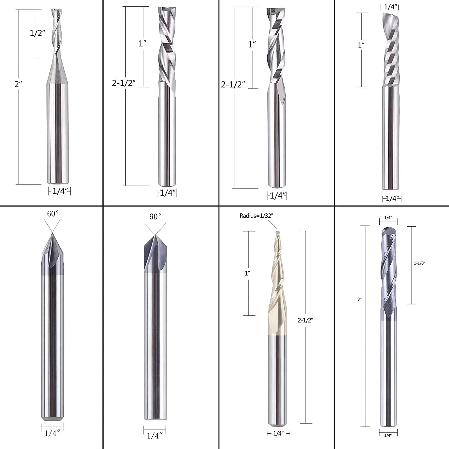 8-Pcs Router Bits Set carving tool set SpeTool