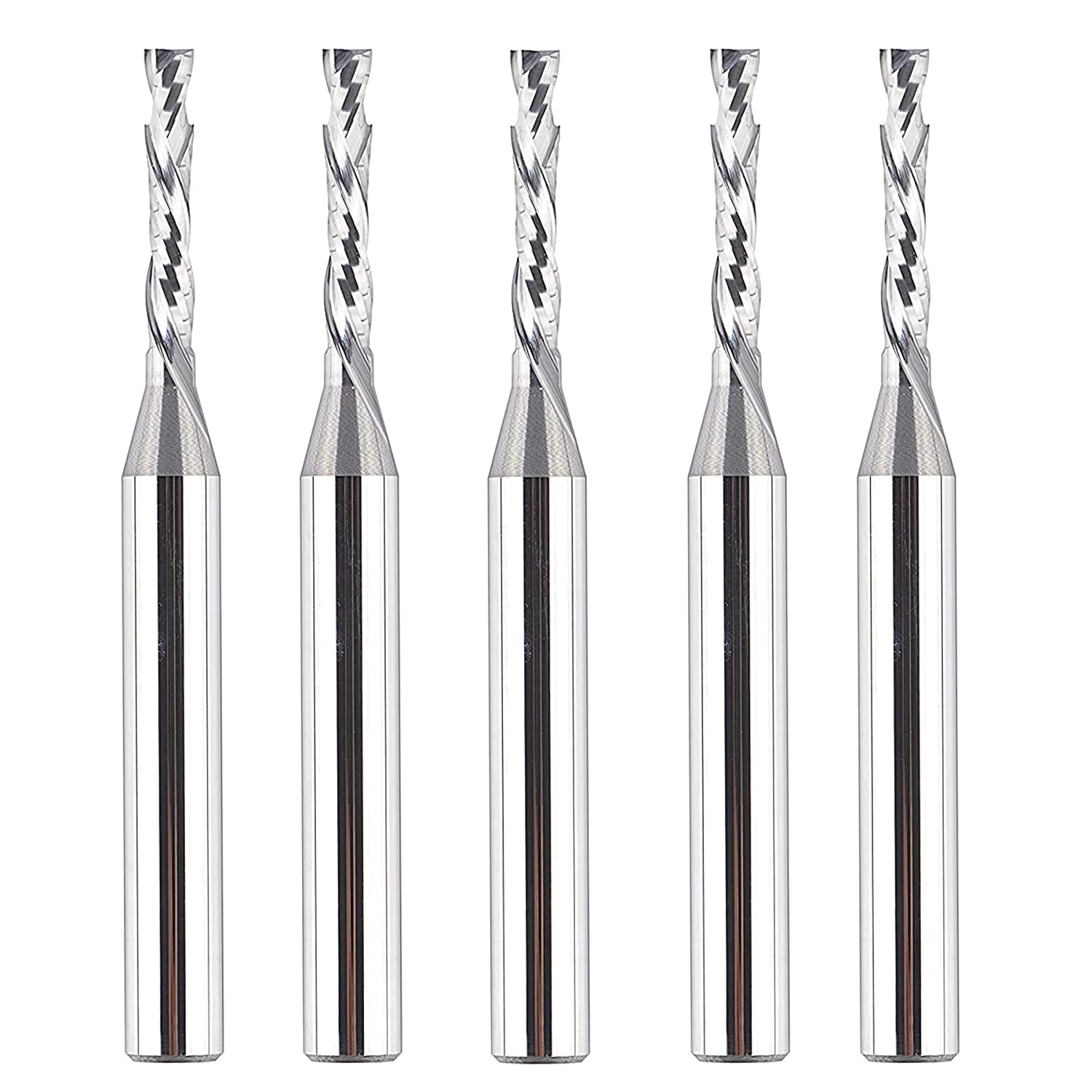 SpeTool W02004 SC Espiral de compresión de 1/8" de diámetro x vástago de 1/4" x longitud de corte de 3/4" x broca enrutadora de 2 flautas de 2-1/2" de largo