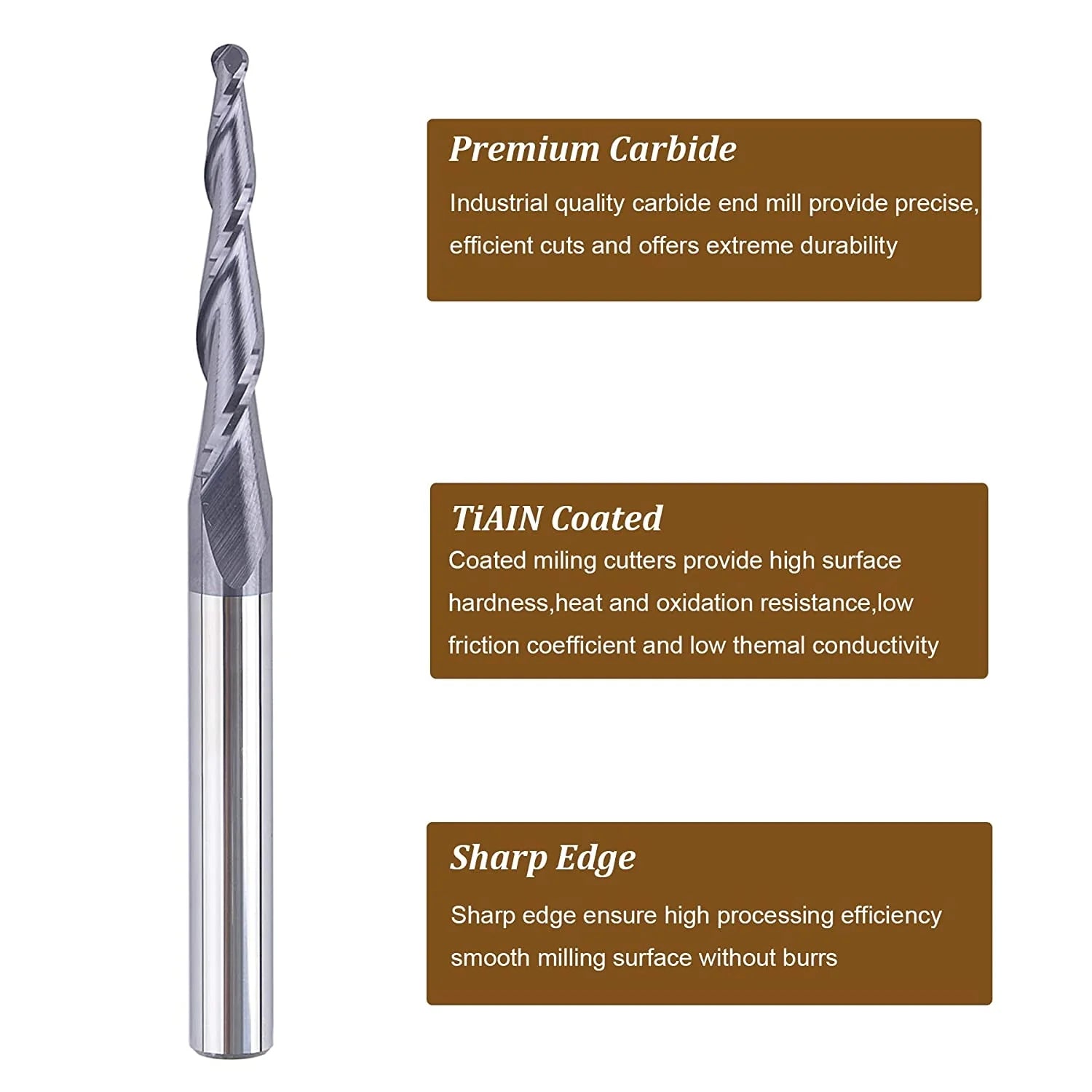 SpeTool 1.5mm Radius 1/4" SHK Tapered Ball Nose cnc router engraving bit