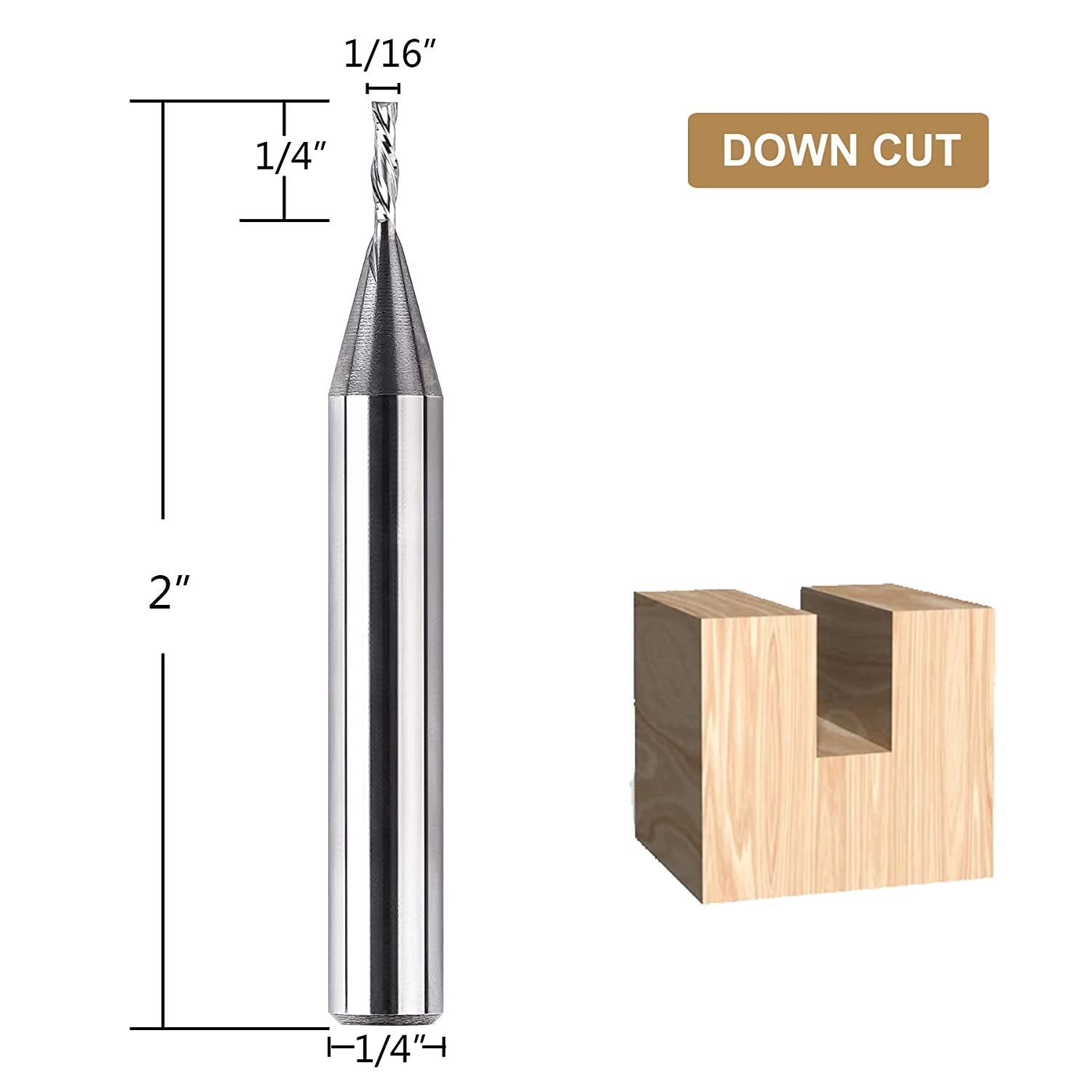 SpeTool 1/16"D 1/4" SHK 1/4" Cut Length Woodworking Down cut Routr Bit