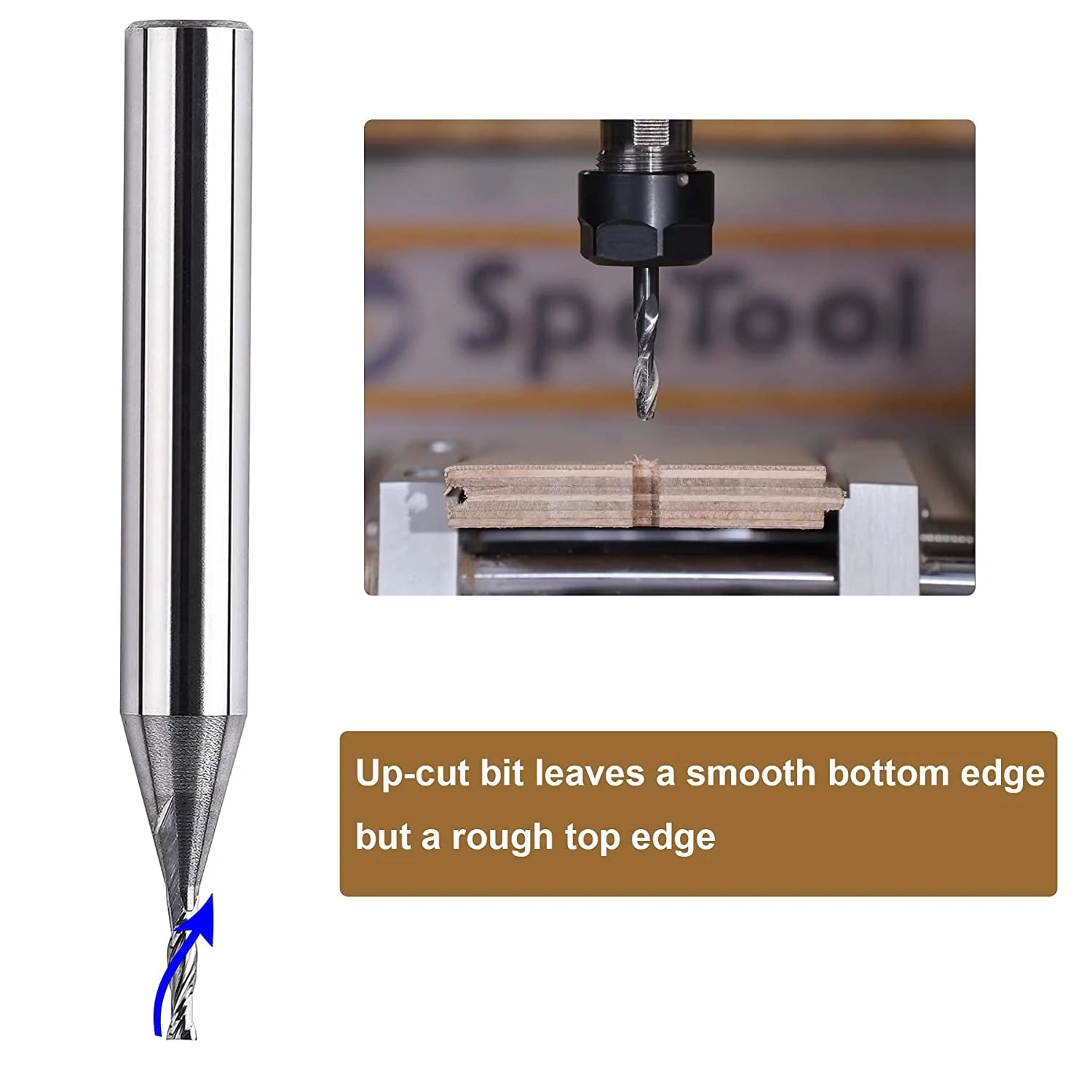 SpeTool 1 16D 1 4 SHK 1 4 Cut Length Woodworking Upcut Routr Bit