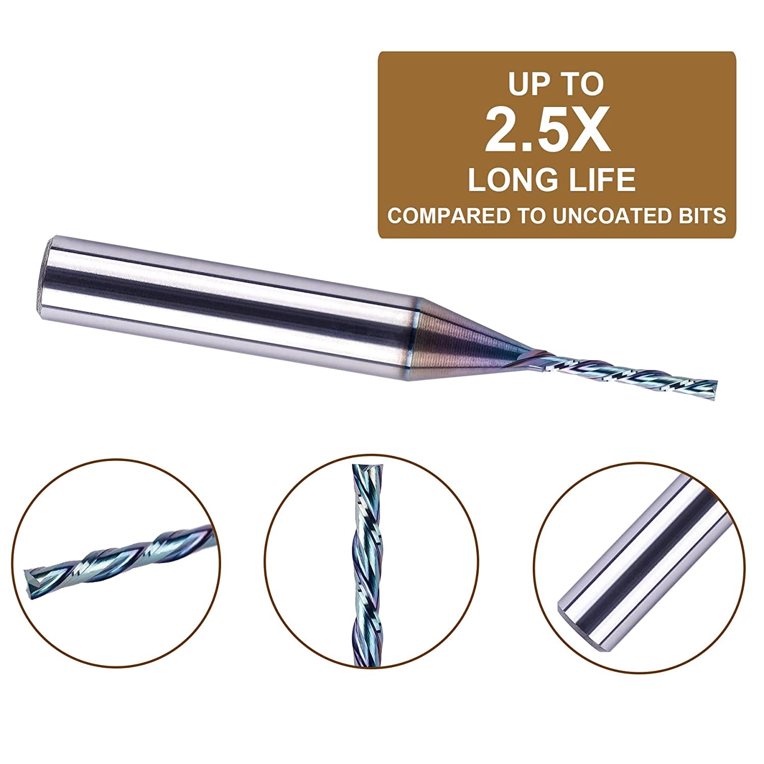 SpeTool Extra Tool Life Coated 1/16 Down Cut 1/4" Shank CNC Router Bit