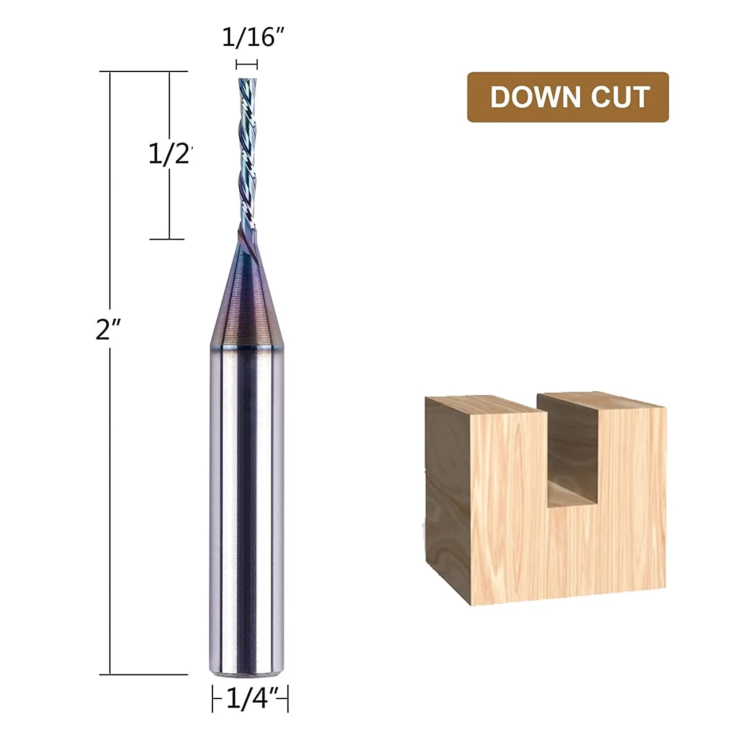 SpeTool Extra Tool Life Coated 1/16 Down Cut 1/4" Shank CNC Router Bit