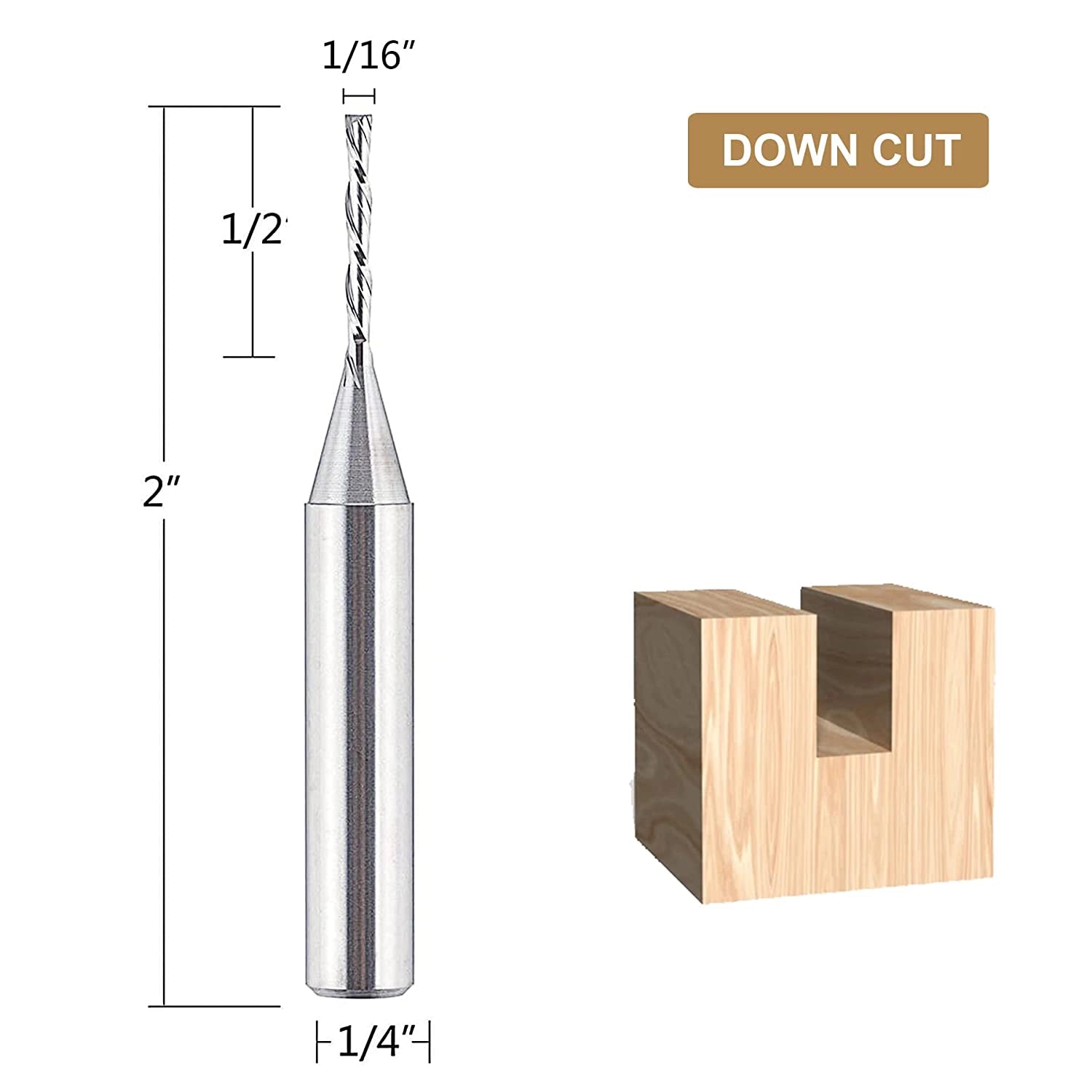 SpeTool 1 16 Dia 1 4 SHK Downcut Spiral Router Bit Woodworking End Mill
