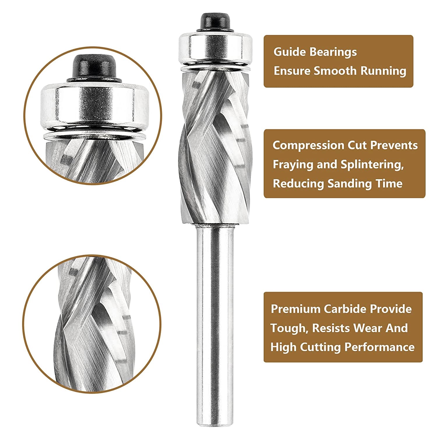 SpeTool 1 2 Dia 1 4 Shank Compression Flush Trim Template Router Bit