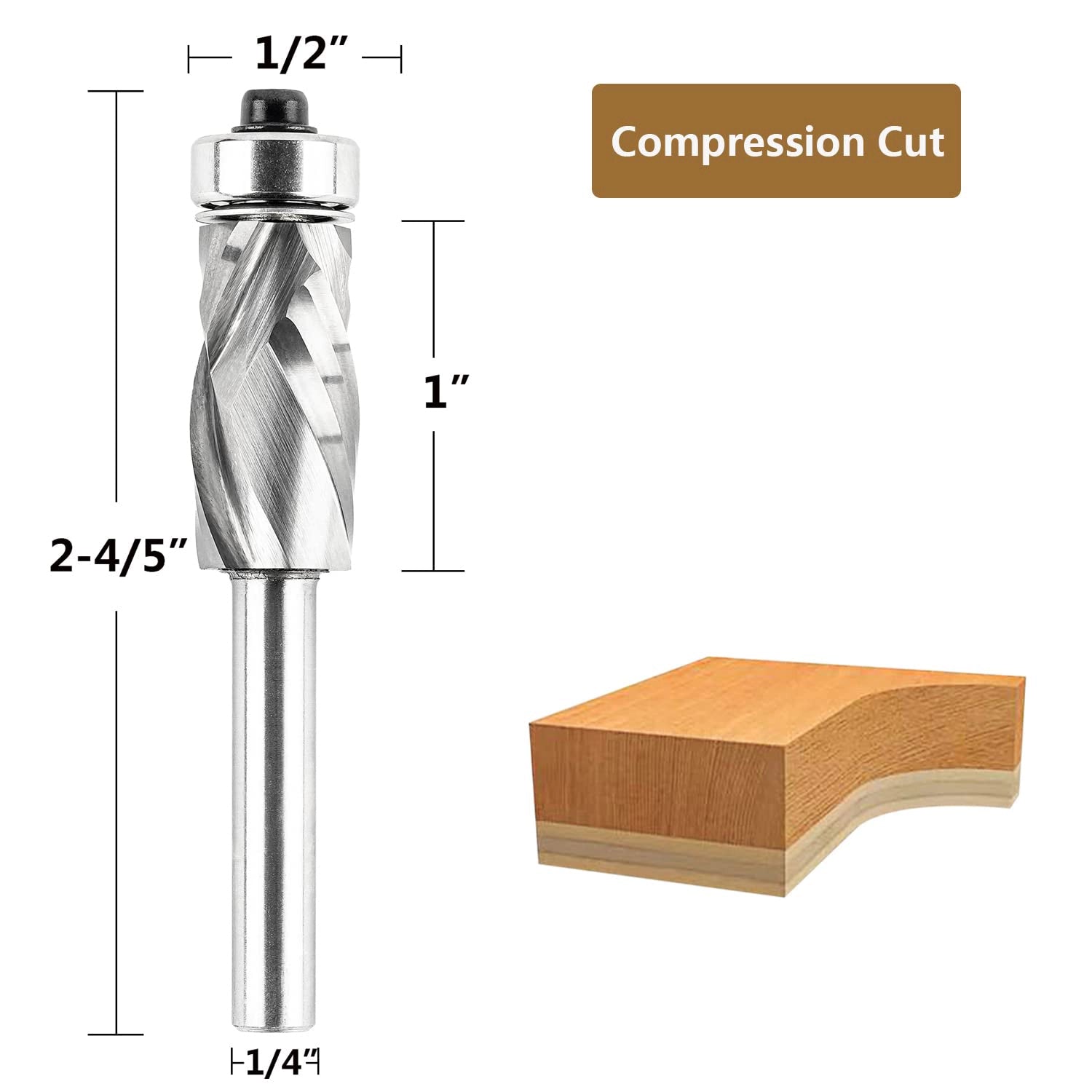 SpeTool 1 2 Dia 1 4 Shank Compression Flush Trim Template Router Bit