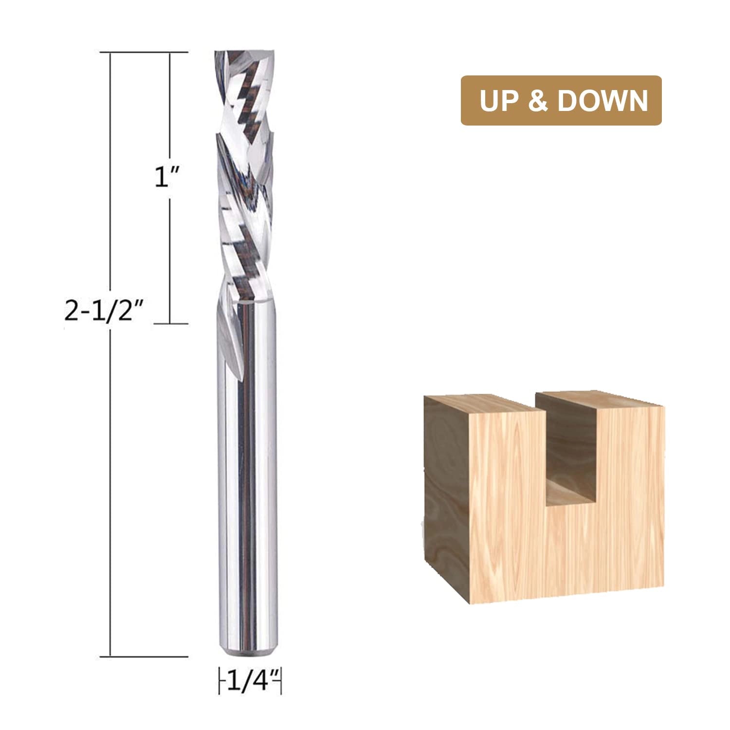 SpeTool 1/4" Dia Spiral Carbide UP&DOWN Cut Router Bit For Woodworking