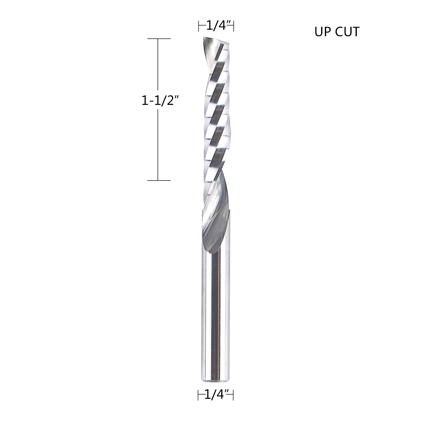 SpeTool 1/4" Dia Spiral O Single Flute Plastic Cutting 3" Long Router Bit