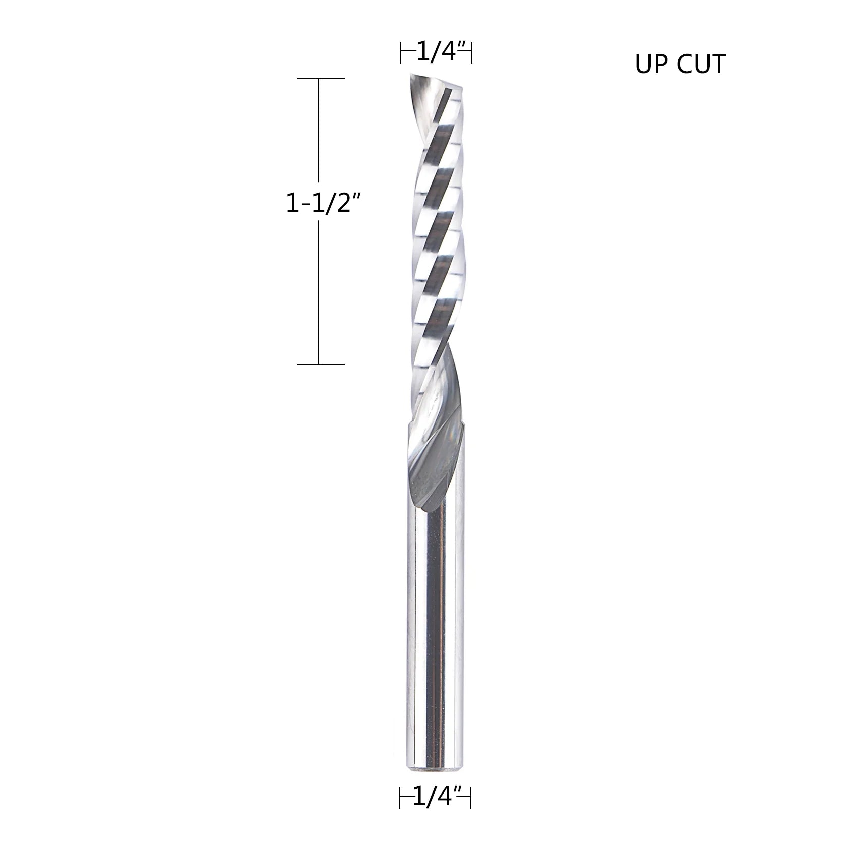 SpeTool 1/4" Dia Spiral O Single Flute Plastic Cutting 3" Long Router Bit