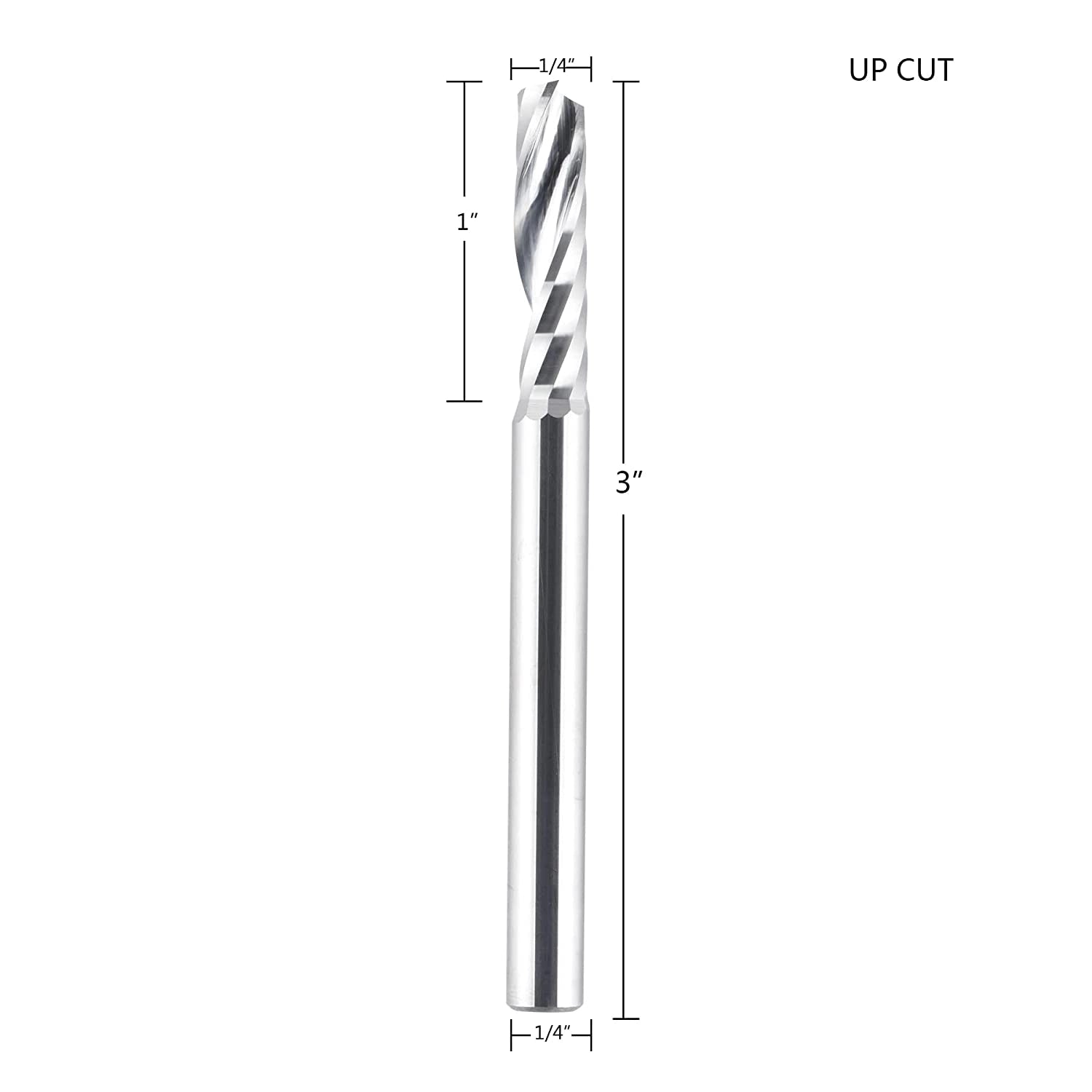 SpeTool 1/4" Diam 3" Extra Long O Flute Router Bit Acrylic Aluminum Cutter