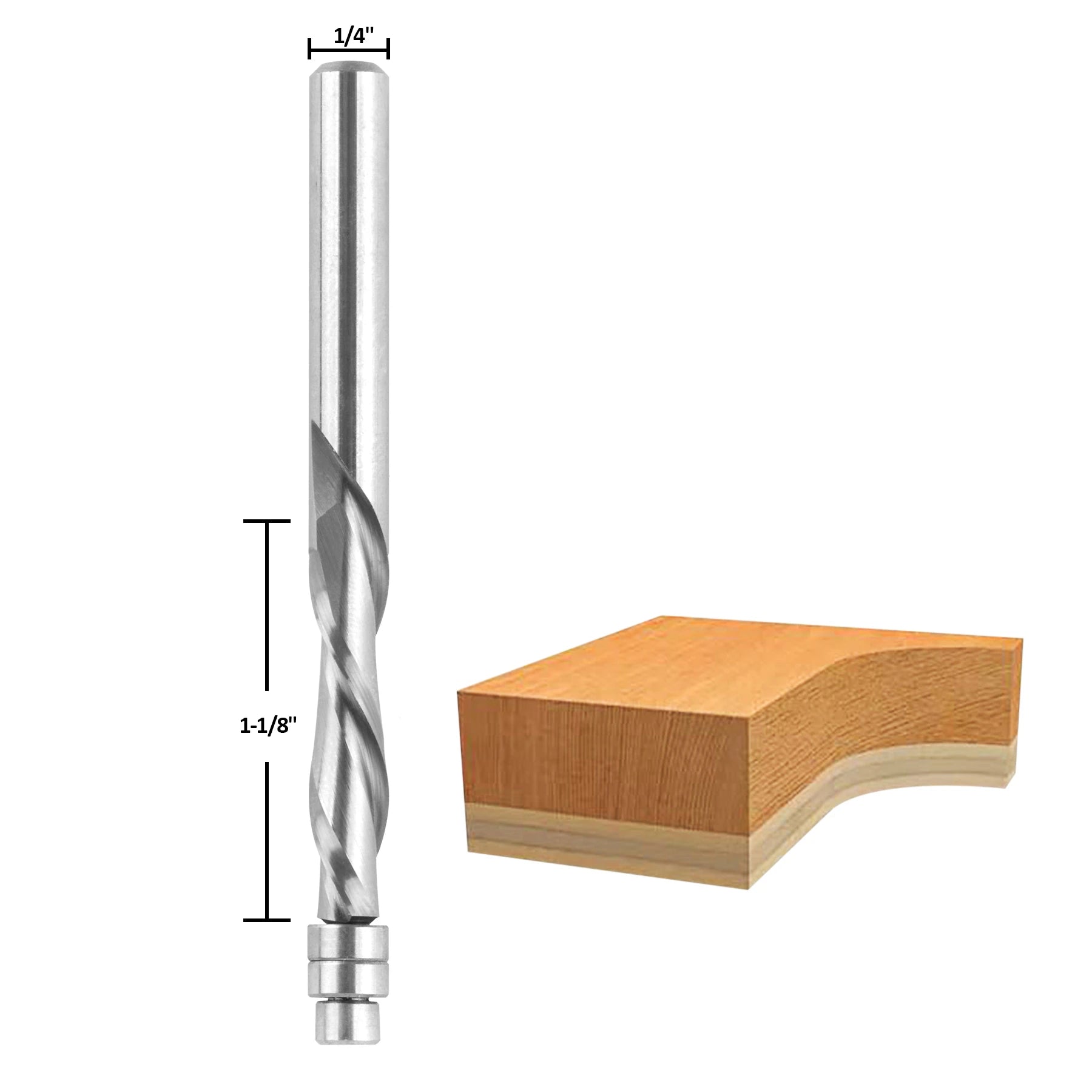 SpeTool 1/4 Down-cut Bearing Flush Trim Extra Long Router Bit 3" Long