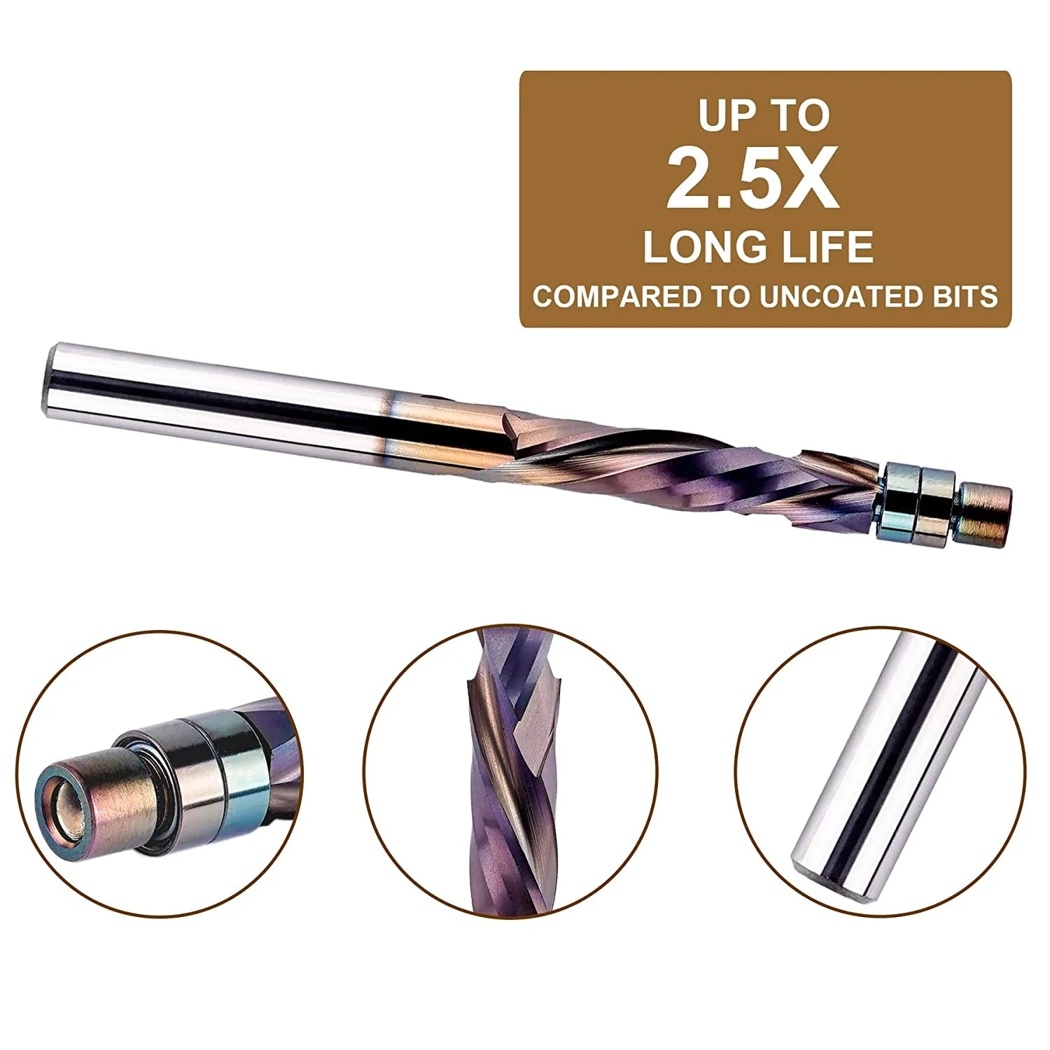 SpeTool SPE-X Coated 1/4 Dia 3" Long Compression Flush Trim Router Bit