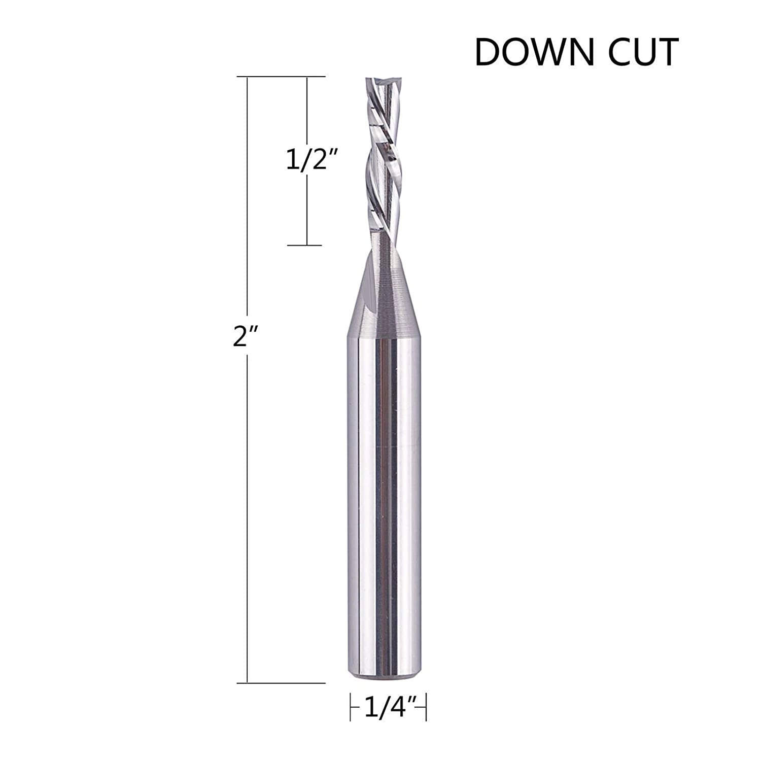 SpeTool 1/8 Dia 1/4 SHK Spiral Downcut Router Bits CNC End Mill for Wood