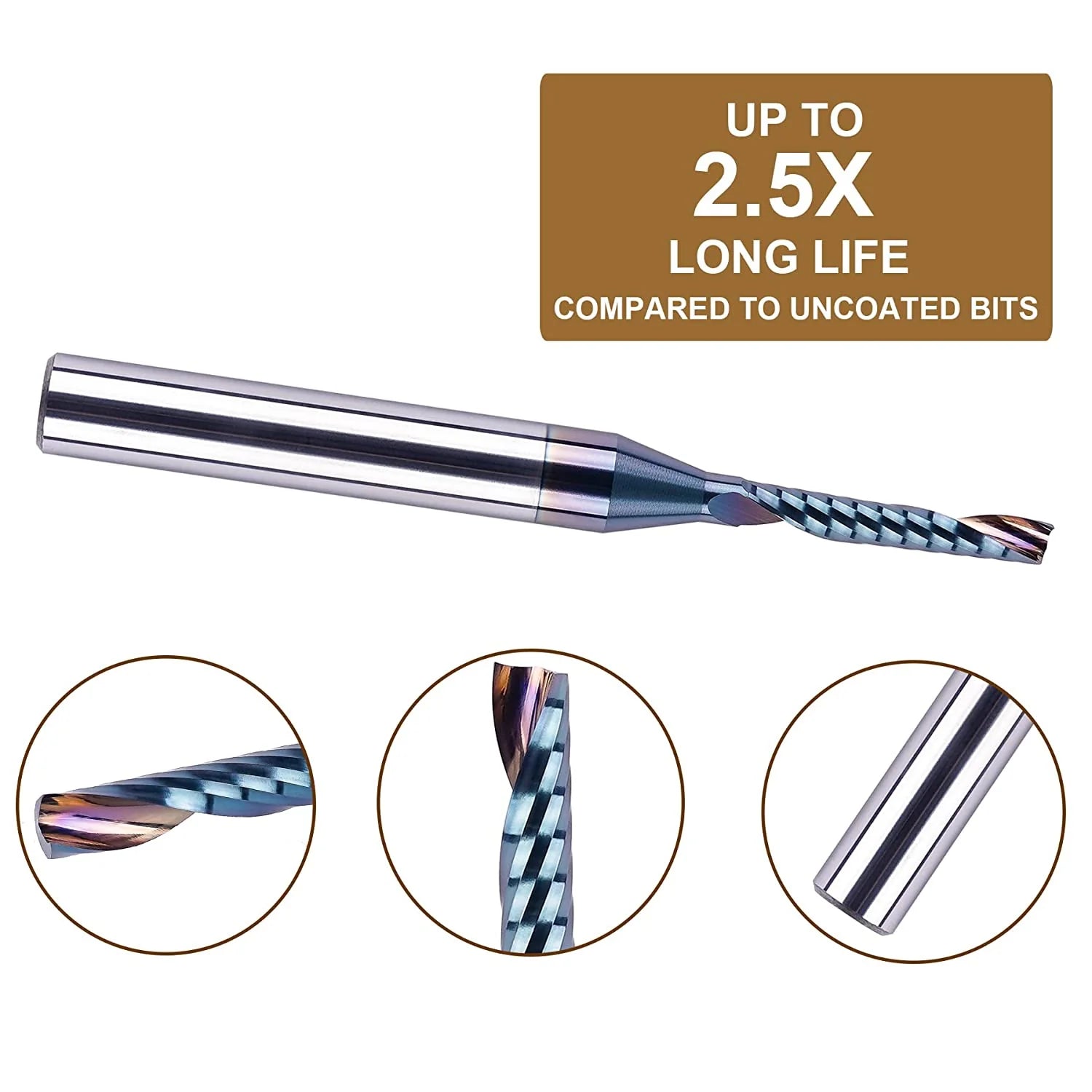 SpeTool 1 8 Spiral O Flute Plastic Cutting for Aluminum up cut router bit SPE-X coated