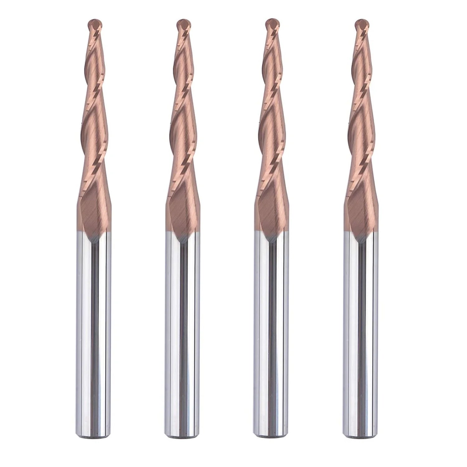 SpeTool CA W01013 CNC 2D and 3D Carving 3.02 Deg Tapered Angle Ball Nose 1.5mm Radius x 1/4" Shank x 1-1/4" Cutting Length x 3" Long 2 Flute SC H-Si Coated Upcut Router Bit