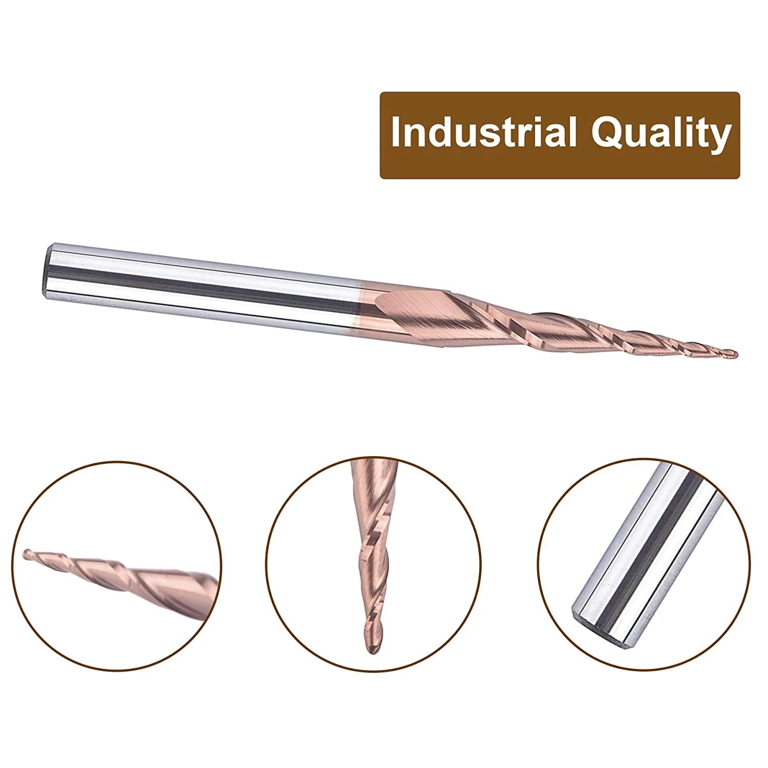 SpeTool 2D/3D CNC Router Bit Carbide Tapered Ball Nose Endmill R0.5mm