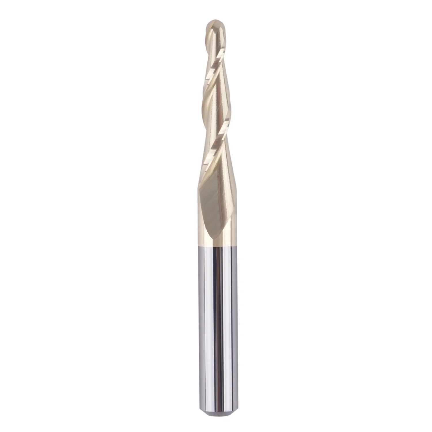 SpeTool 2D/3D Carving Tapered Ball Nose Router Bit 1/16" Radius ZrN Coated