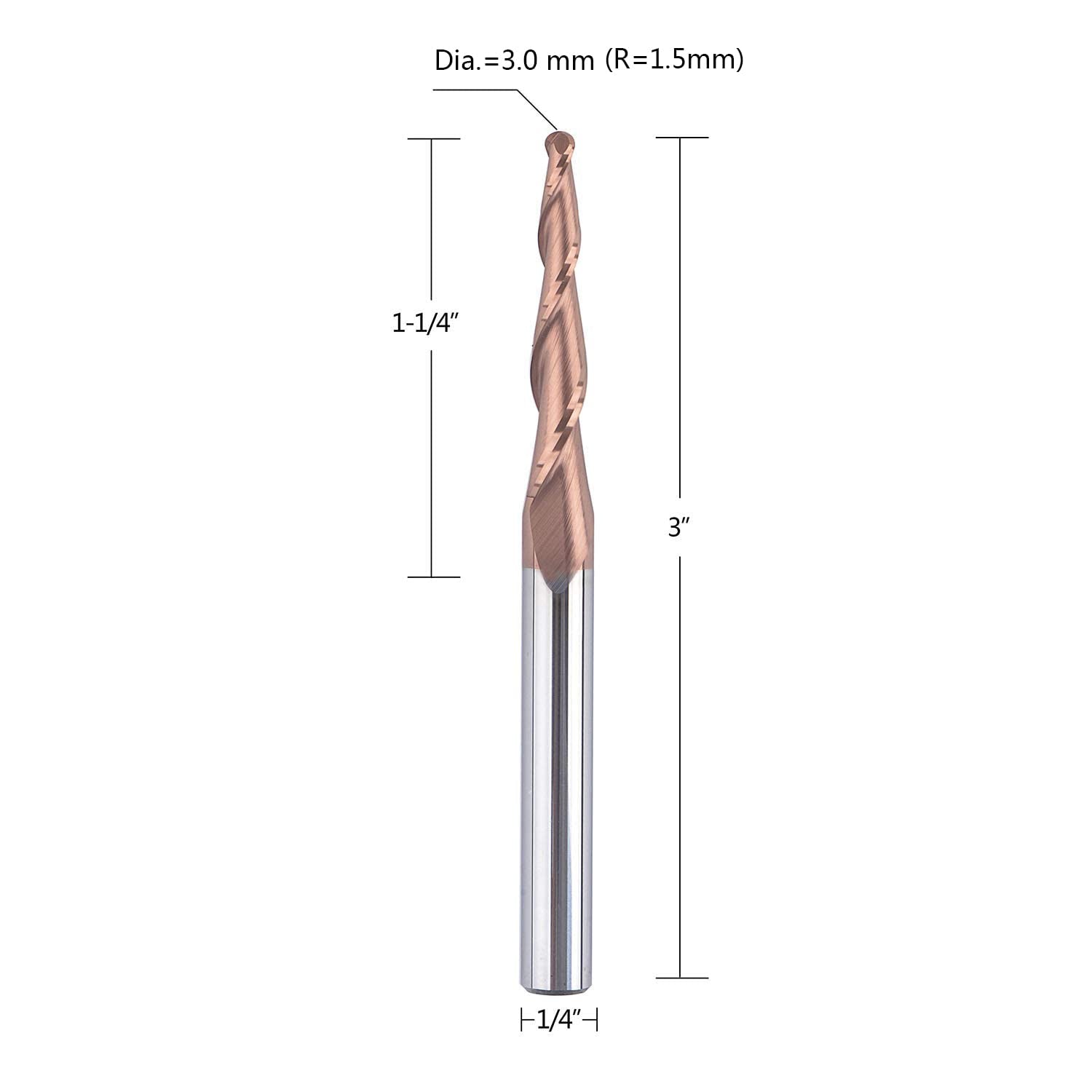 SpeTool 2D/3D Detail Engraver Router Bit 1.5mm Radius Spiral End Mill