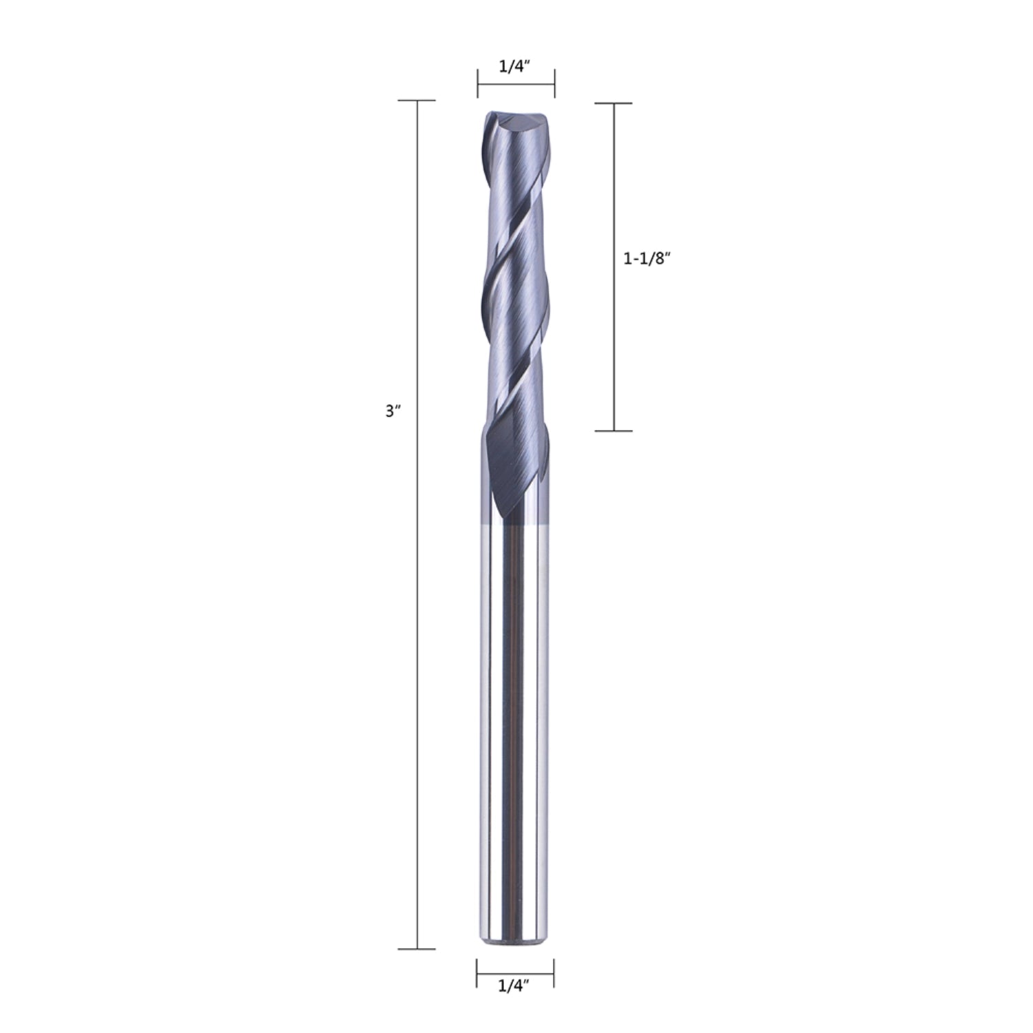 SpeTool 2 Flute 1/4" Shank Extra 3" Long Carbide End Mill TiAlN Coated