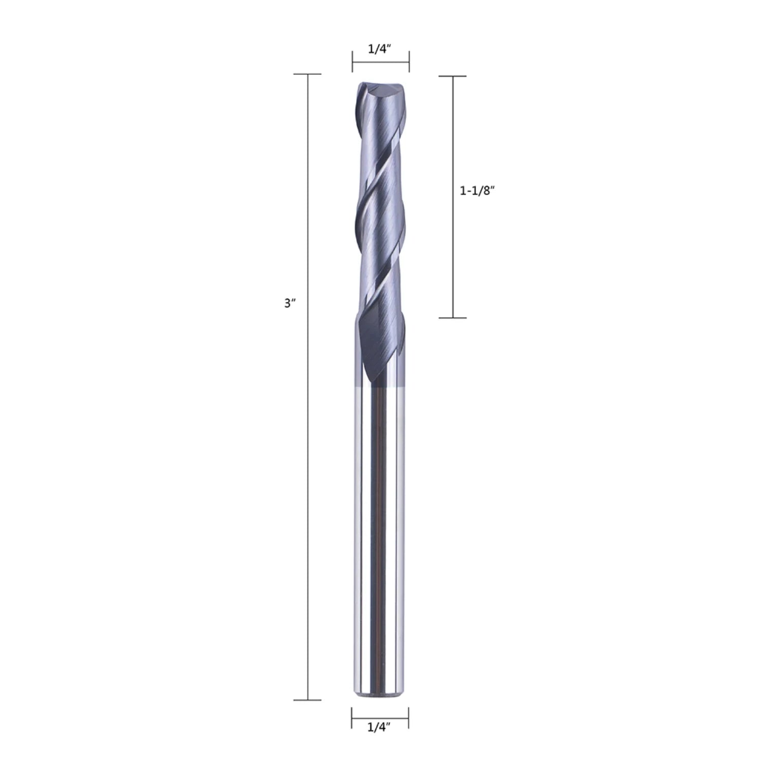 SpeTool 2 Flute 1/4" Shank Extra 3" Long Carbide End Mill TiAlN Coated