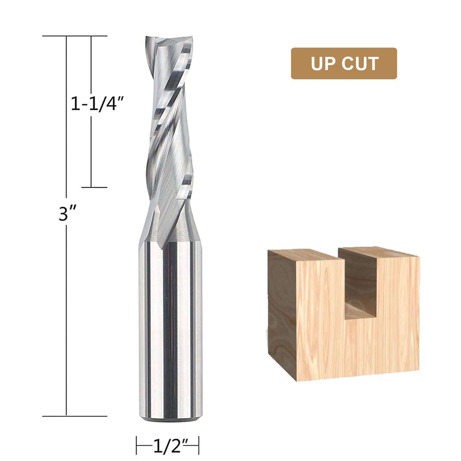 SpeTool 3/8" Diam 1/2" SHK Up Cut Router Bit for Wood Small Cut Carving