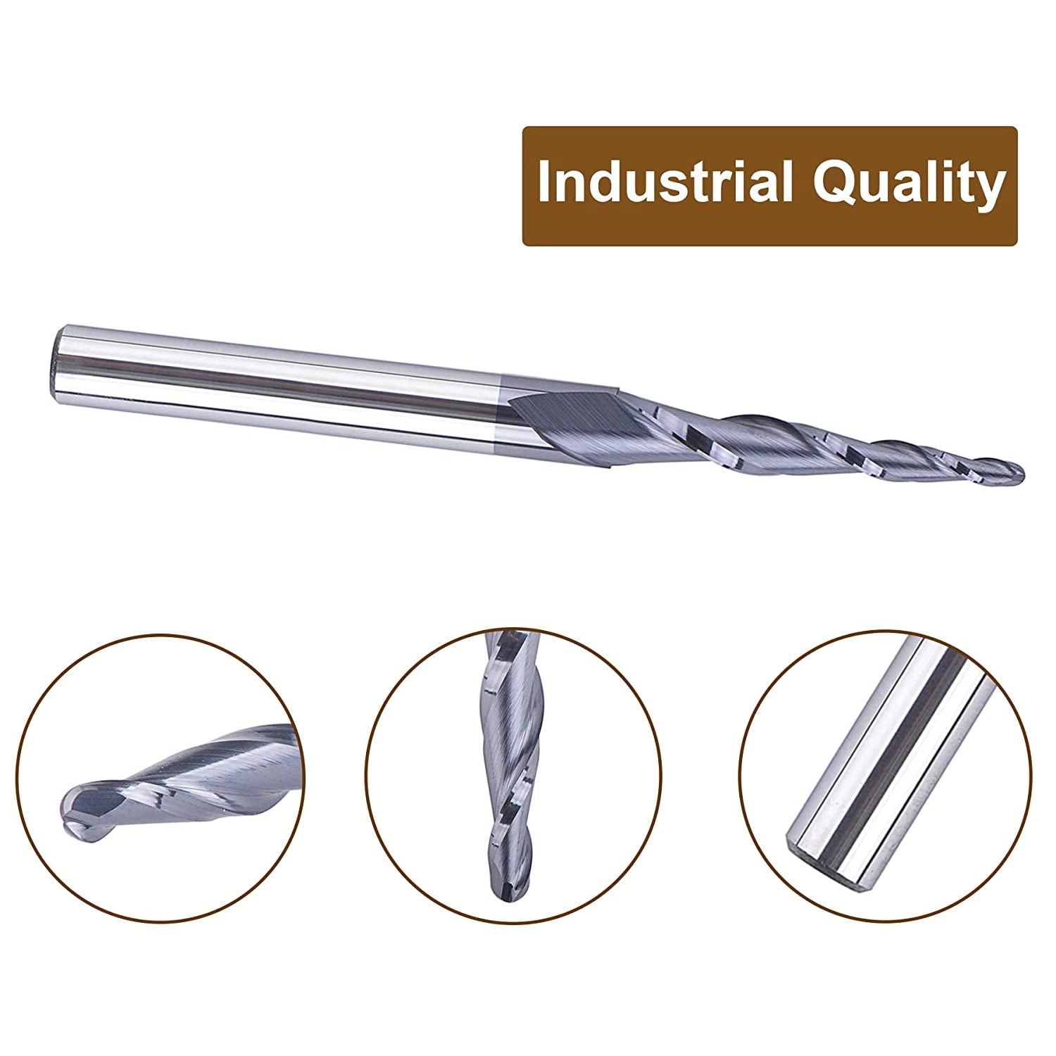 SpeTool 3D Tapered Ball Nose Router Bit 1.0mm Radius TiAlN Coated 3.92°