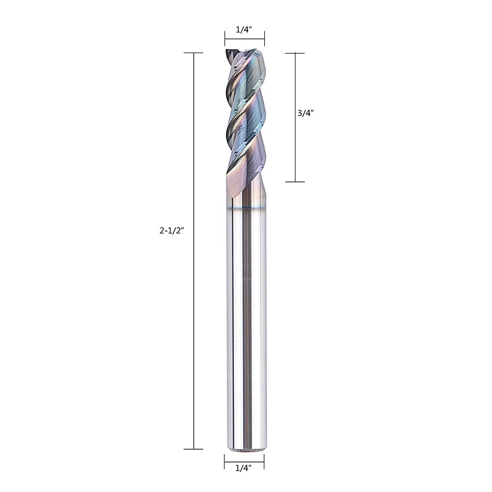 SpeTool 3 Flute 1/4 inch Dia Extra Long Tool Life Coated CNC End Mill