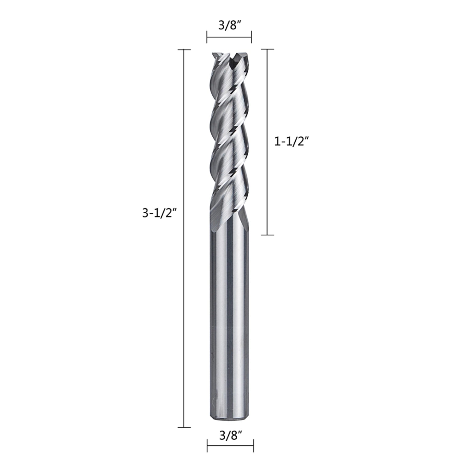 SpeTool 3 Flute End Mills For Aluminum Milling 3/8" Dia 3.5" Extra Long Bit