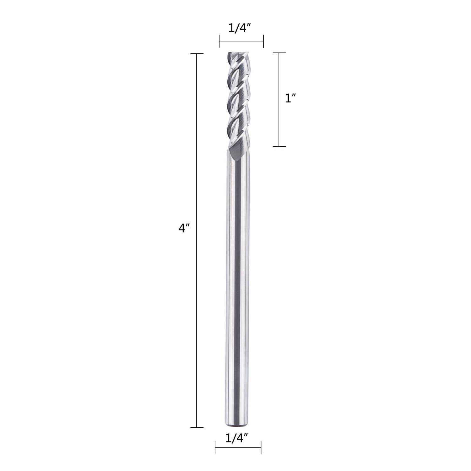 SpeTool 3 Flutes End Mill for Aluminum 1/4" Dia Extra Long 4" Router Bit