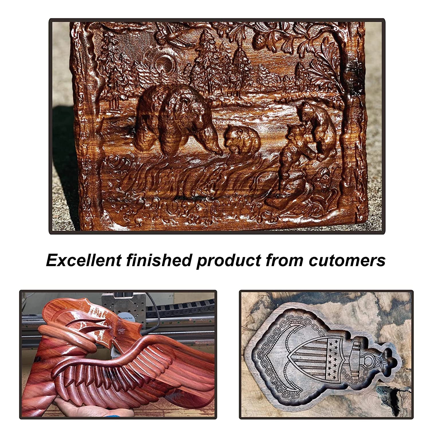 SpeTool 3 pcs Tapered Ball Nose 3D Carve ZrN Coated Router Bit