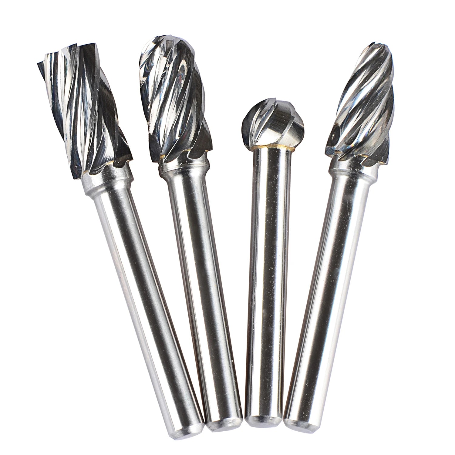 SpeTool 4Pcs Carbide Rotary Burr For Aluminum Cutting 1/4 inch shank