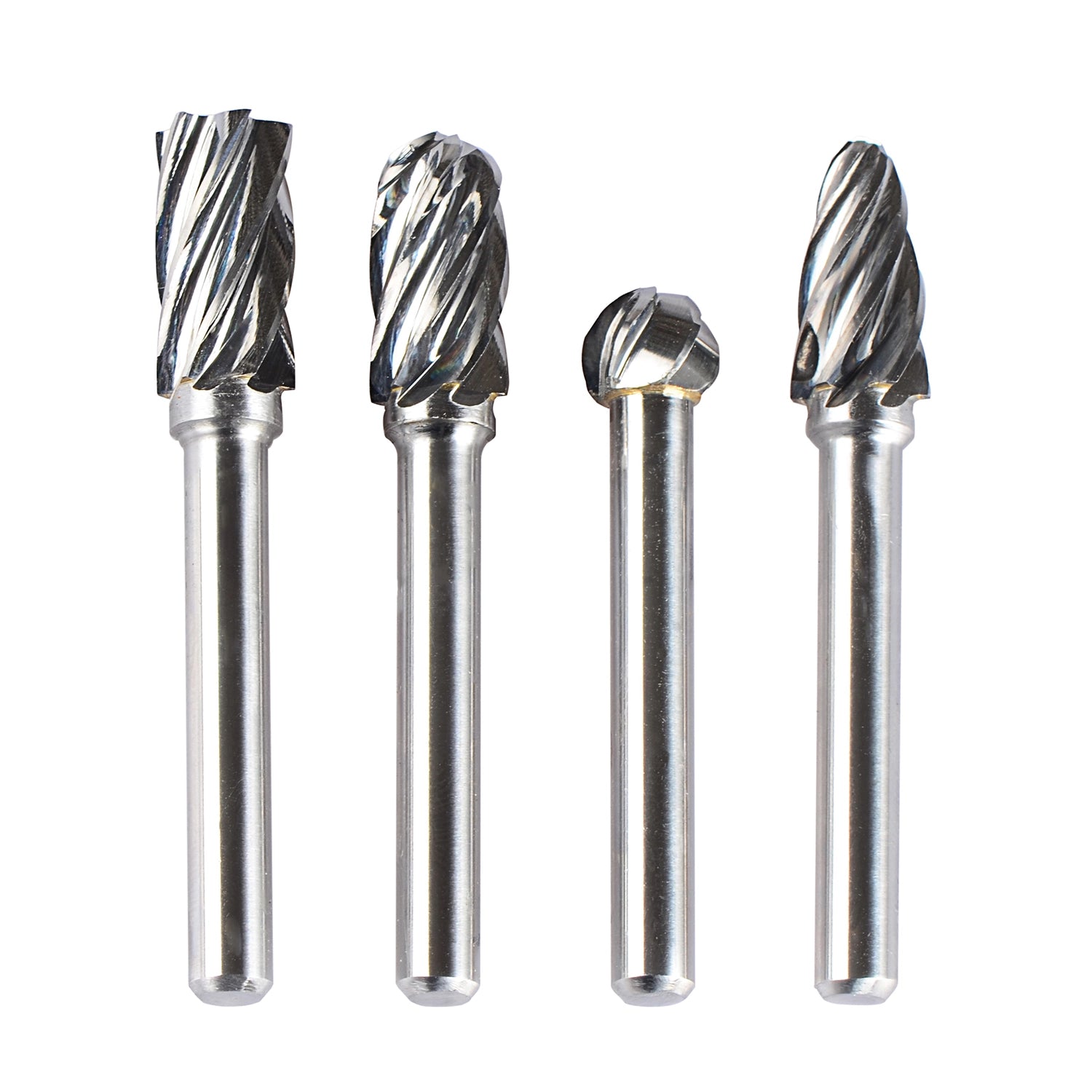 SpeTool 4Pcs Carbide Rotary Burr For Aluminum Cutting 1/4 inch shank