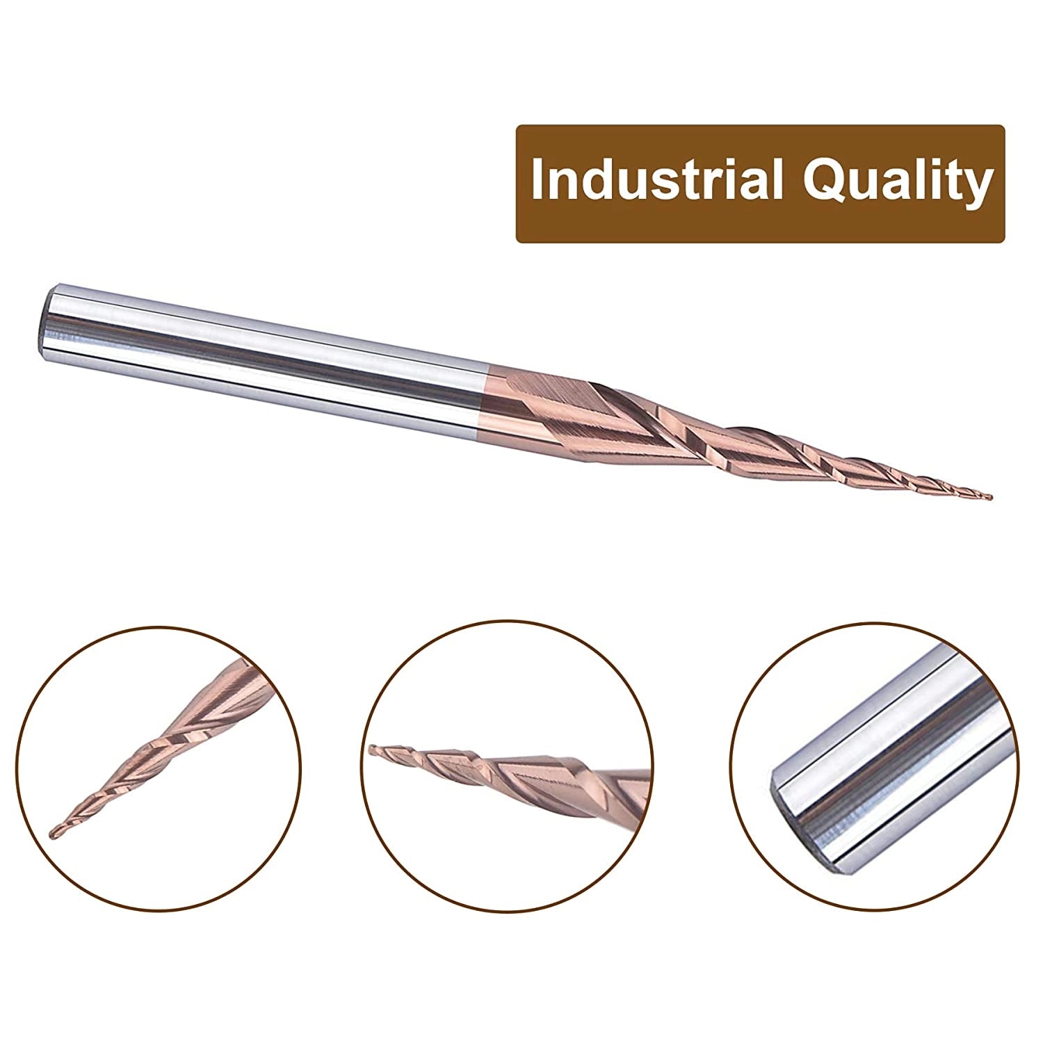 SpeTool 4Pcs 2D/3D Carving Ball Nose H-Si Coated 1/4" SHK Router Bits