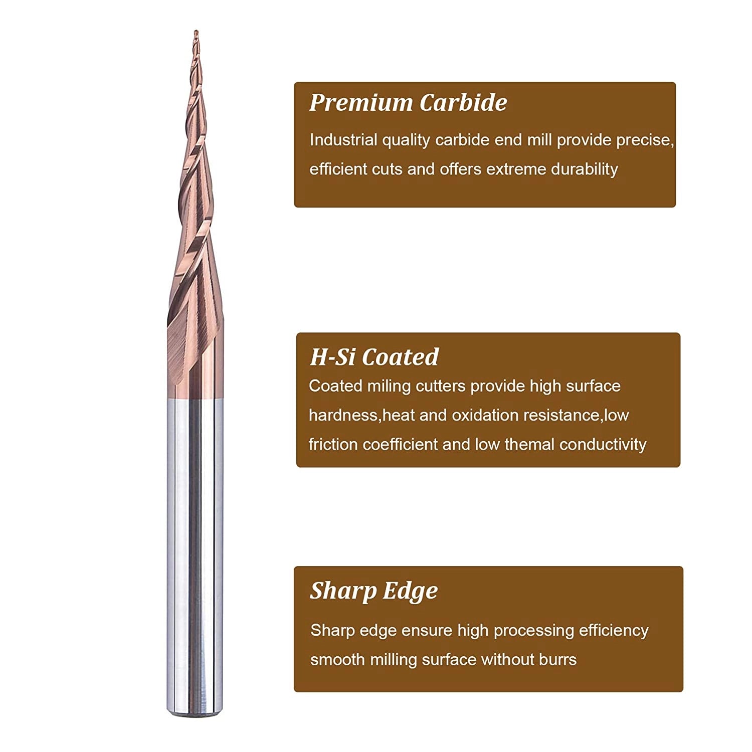 SpeTool 4Pcs 2D/3D Carving Ball Nose H-Si Coated 1/4" SHK Router Bits