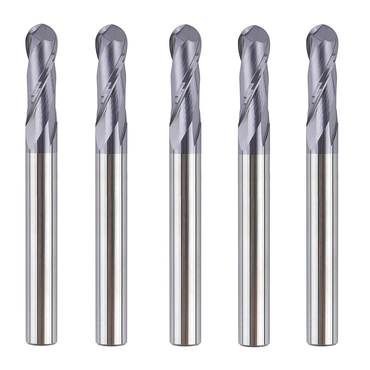 SpeTool 5PCS 2 Flute 1/4 SHK Ball Nose End Mill Cutter CNC Router Bits