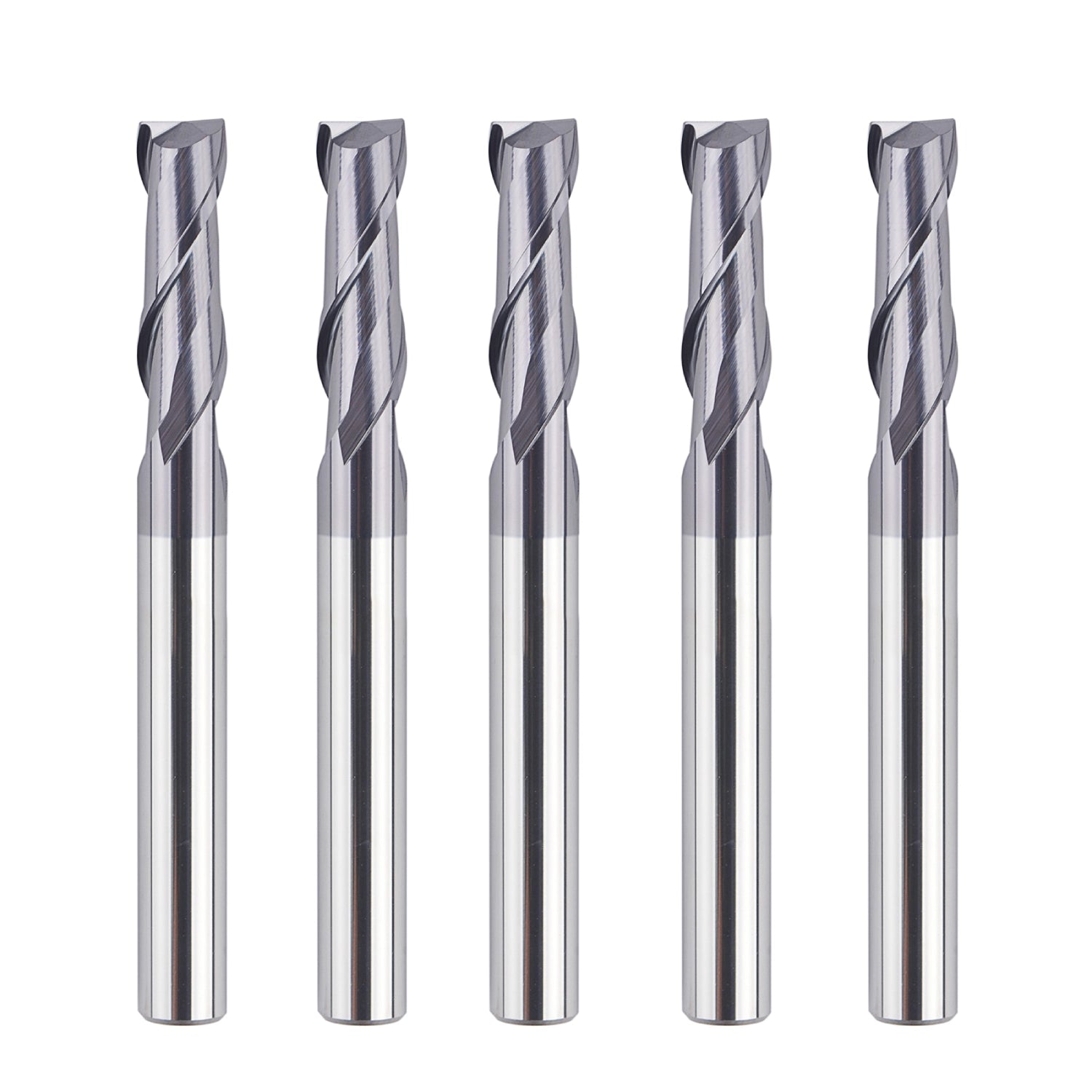 SpeTool 5PCS 2 Flutes 1/4 SHK Square Nose Upcut End Mill Tiain Coated