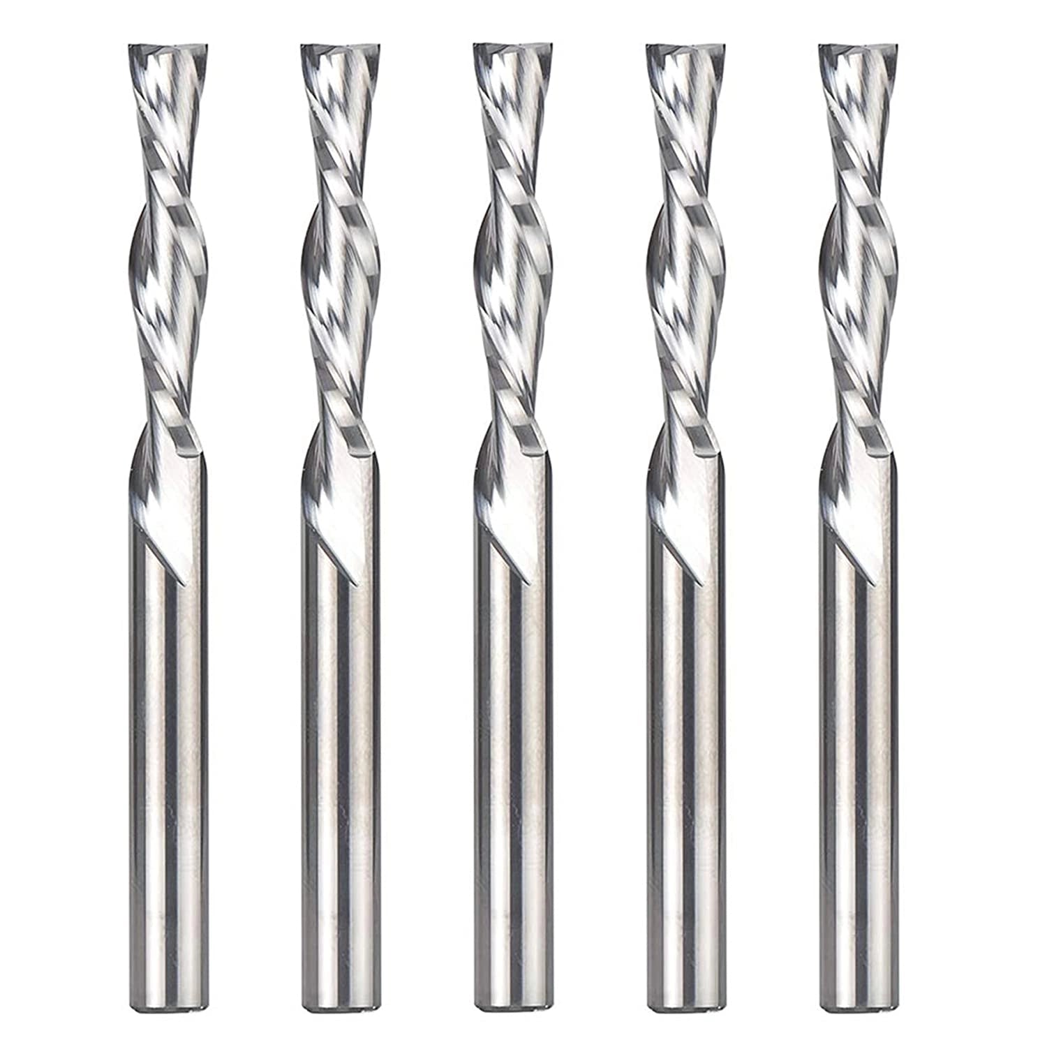 5 pcs SpeTool Spiral Down Cut Router Bit Extra Long 1/4" Dia x 3" length