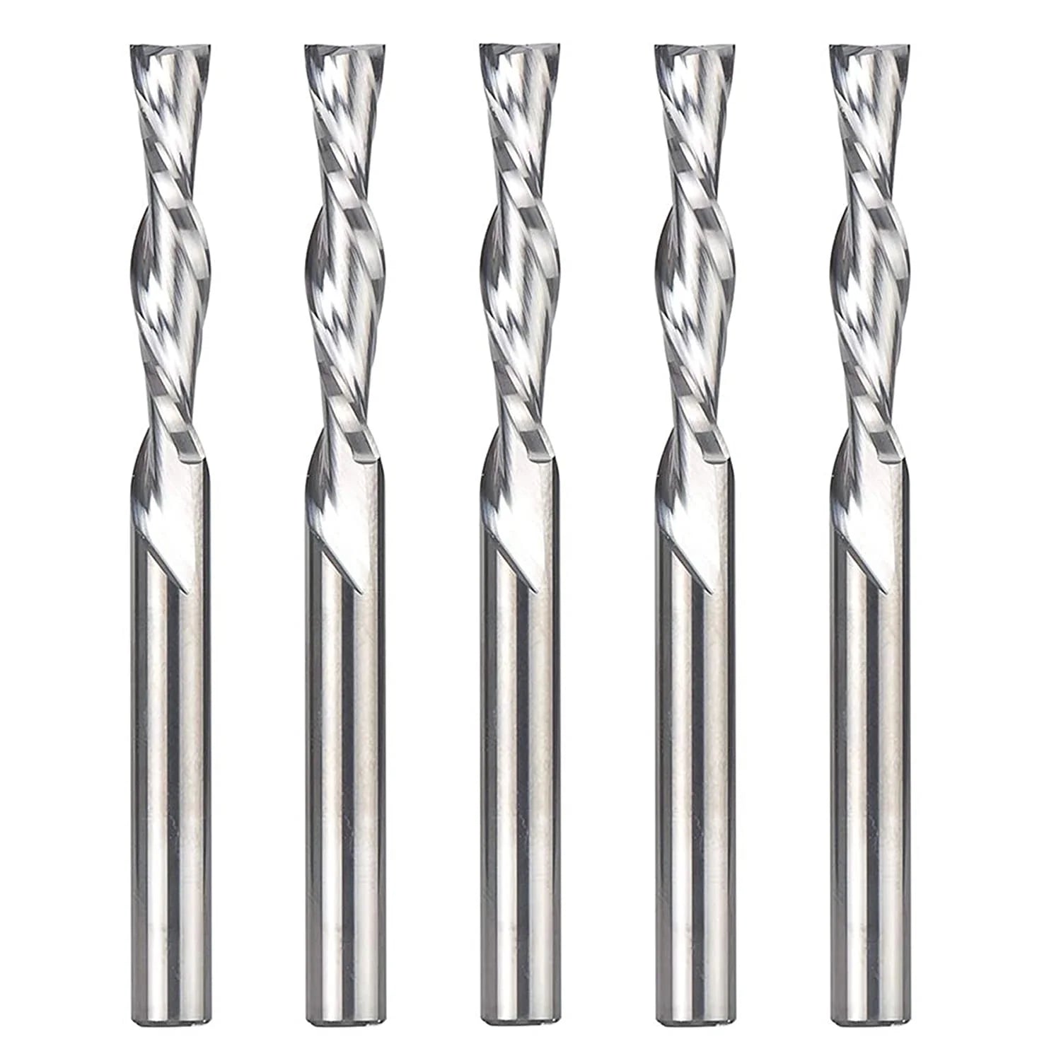 5 pcs SpeTool Spiral Down Cut Router Bit Extra Long 1/4" Dia x 3" length