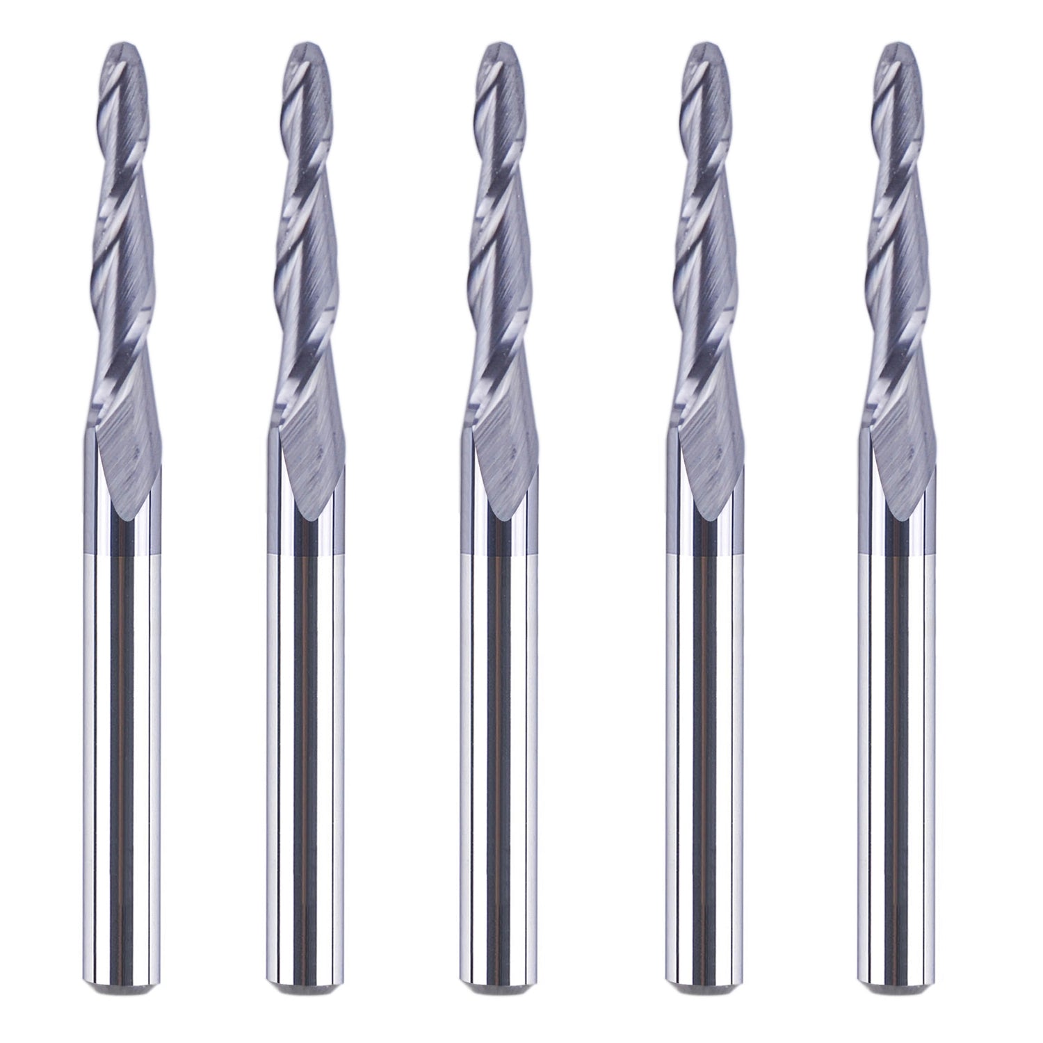 SpeTool 5Pcs 1.0mm Radius Tapered Ball Nose 3D 1/8 SHK TiAlN Coated Router Bit