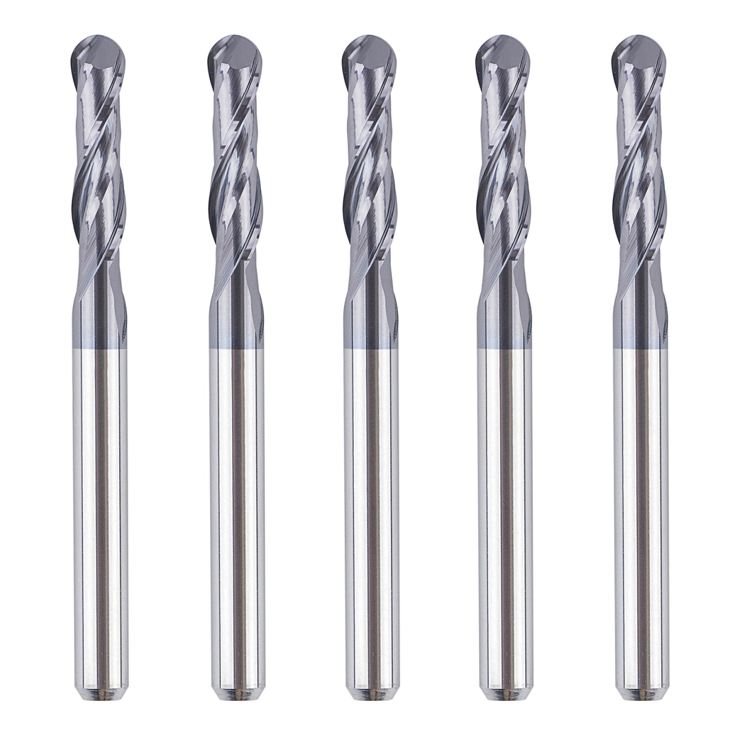 SpeTool 5Pcs 2 flute 1/8" Cutting Diameter Carbide Ball Nose CNC Router Bits