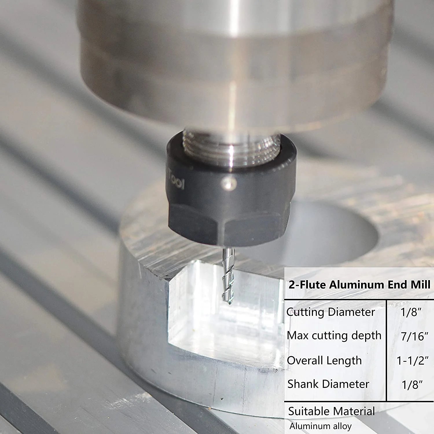 SpeTool 5Pcs 1/8 inch Aluminum End Mills 2 Flutes CNC Spiral Router Bits