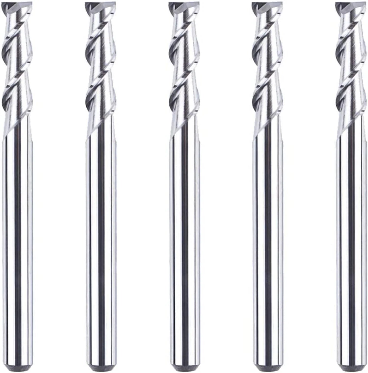 SpeTool 5Pcs 1/8 inch Aluminum End Mills 2 Flutes CNC Spiral Router Bits