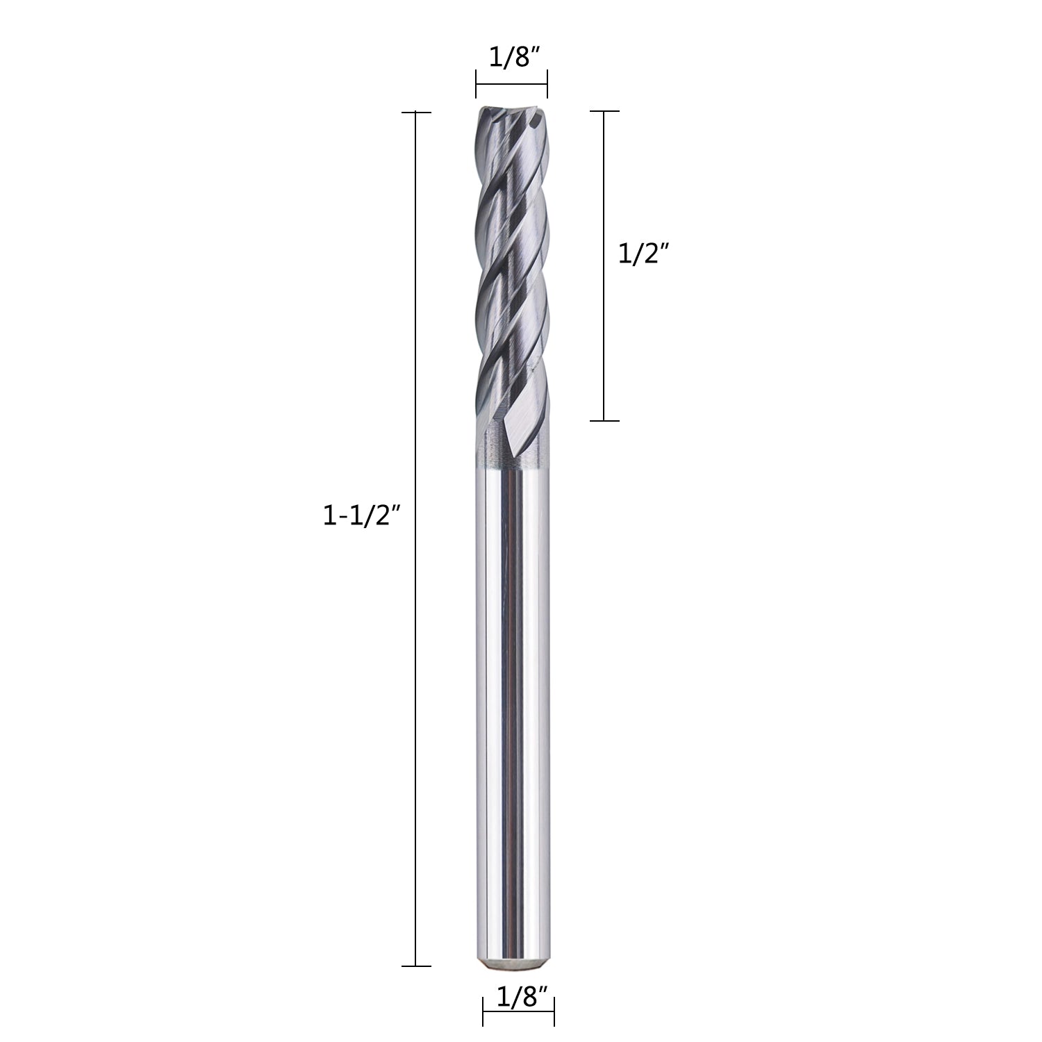 SpeTool 5Pcs 4 Flutes 1/8" Dia Carbide Flat Top End Mill CNC Cutter Tool