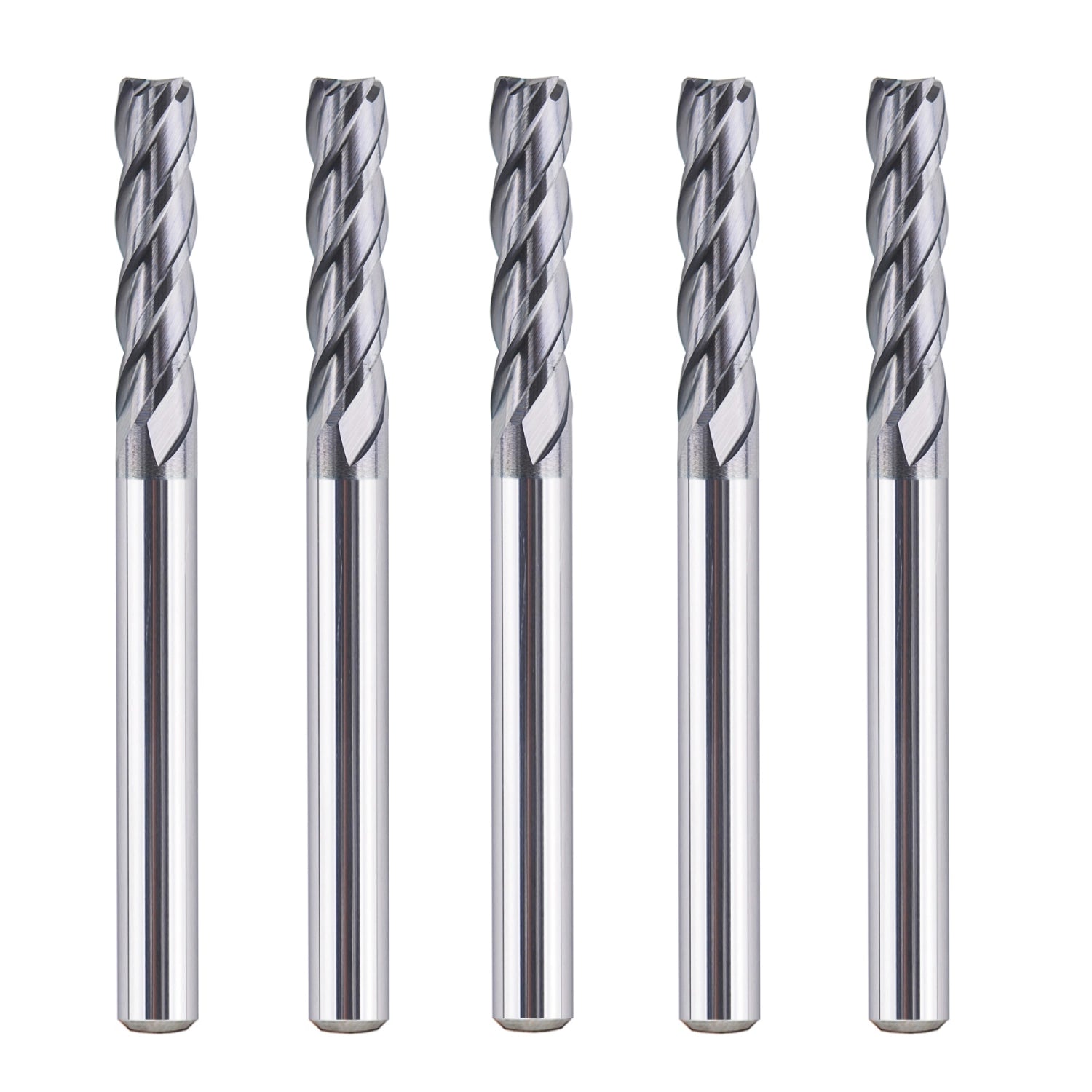 SpeTool 5Pcs 4 Flutes 1/8" Dia Carbide Flat Top End Mill CNC Cutter Tool