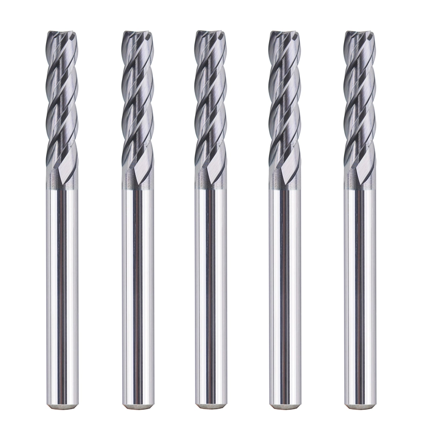 SpeTool 5Pcs 4 Flutes 1/8" Dia Carbide Flat Top End Mill CNC Cutter Tool 