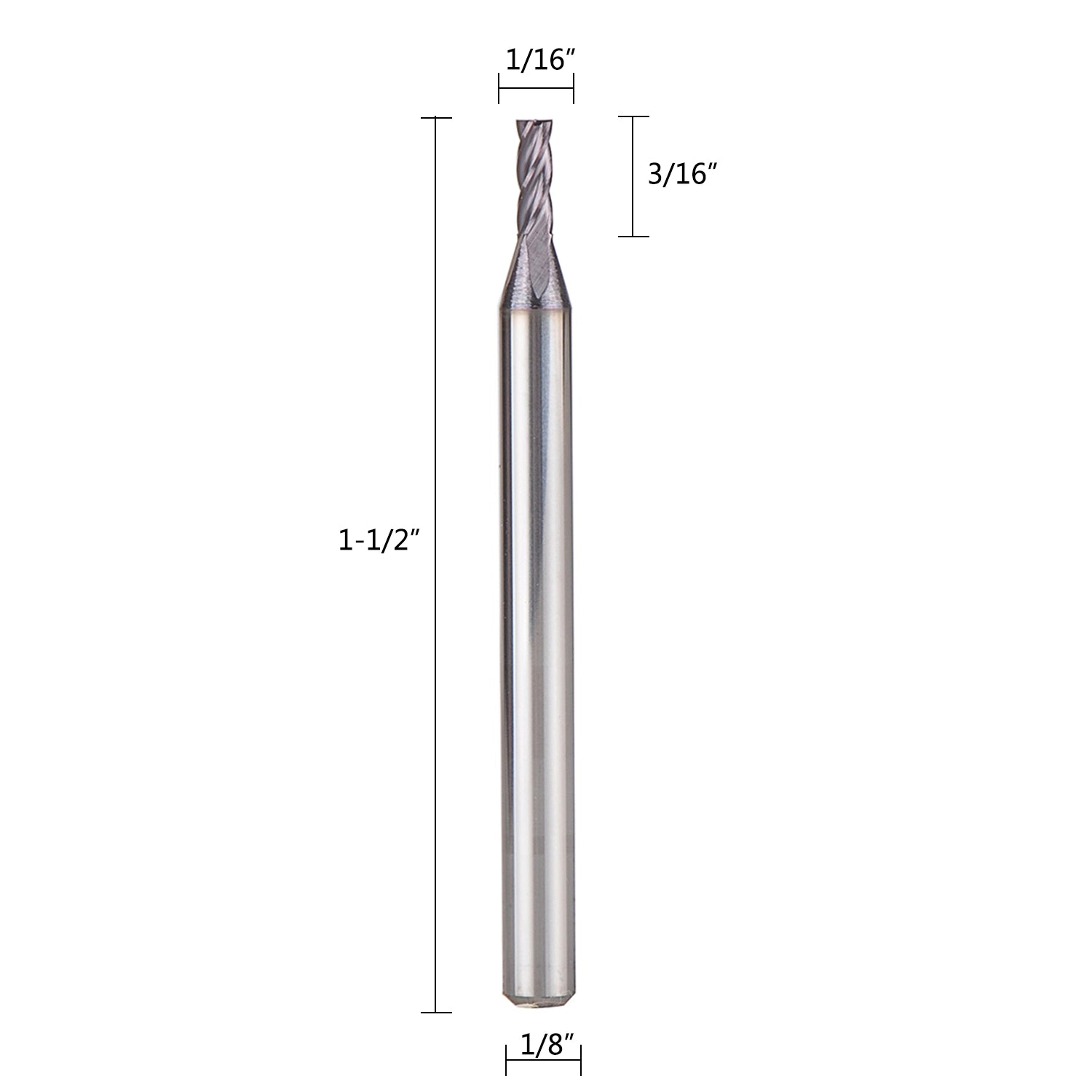 SpeTool 5Pcs 4 Flutes Carbide End Mill Flat Top 1/16" Dia 1/8" SHK Bits