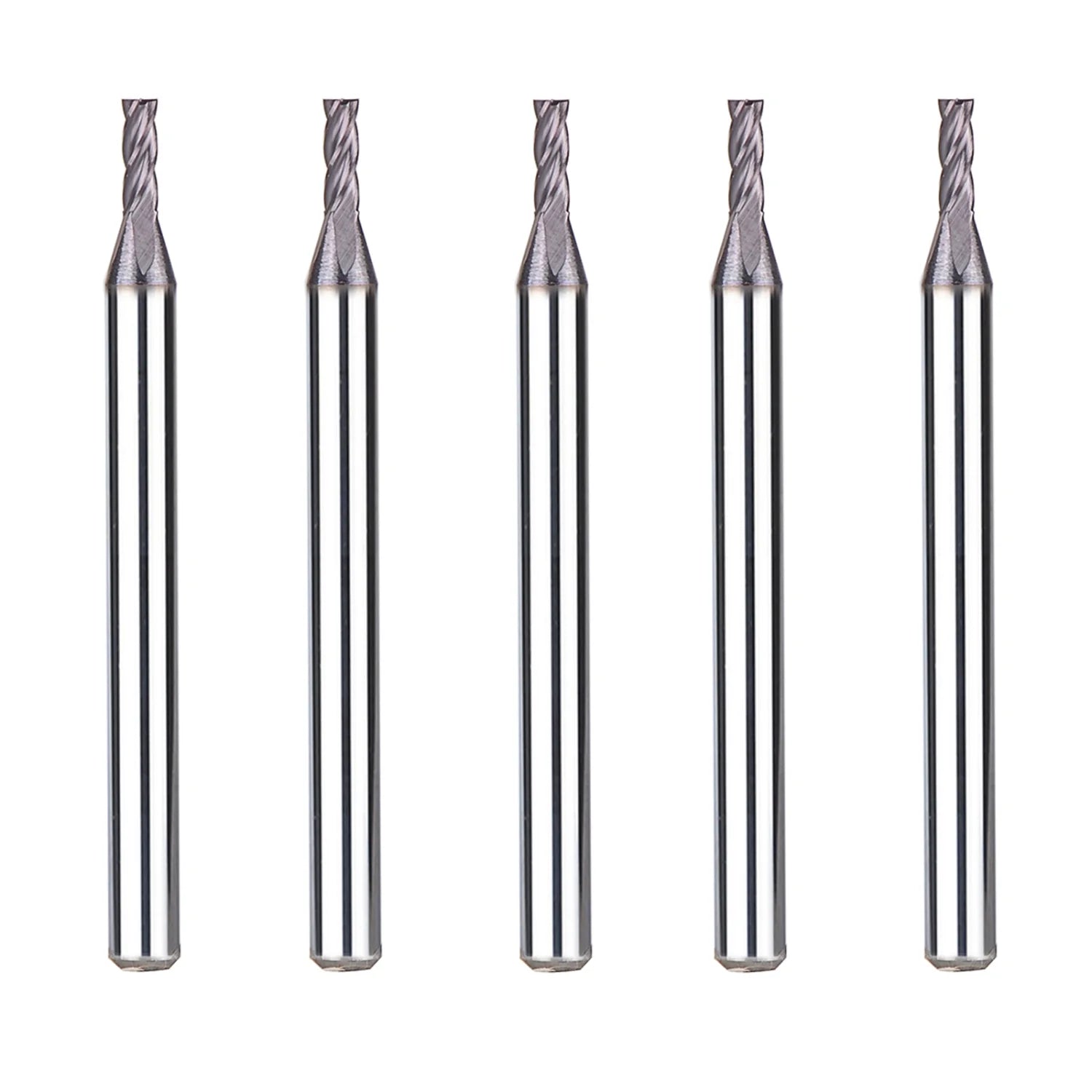 SpeTool 5Pcs 4 Flutes Carbide End Mill Flat Top 1/16" Dia 1/8" SHK Bits