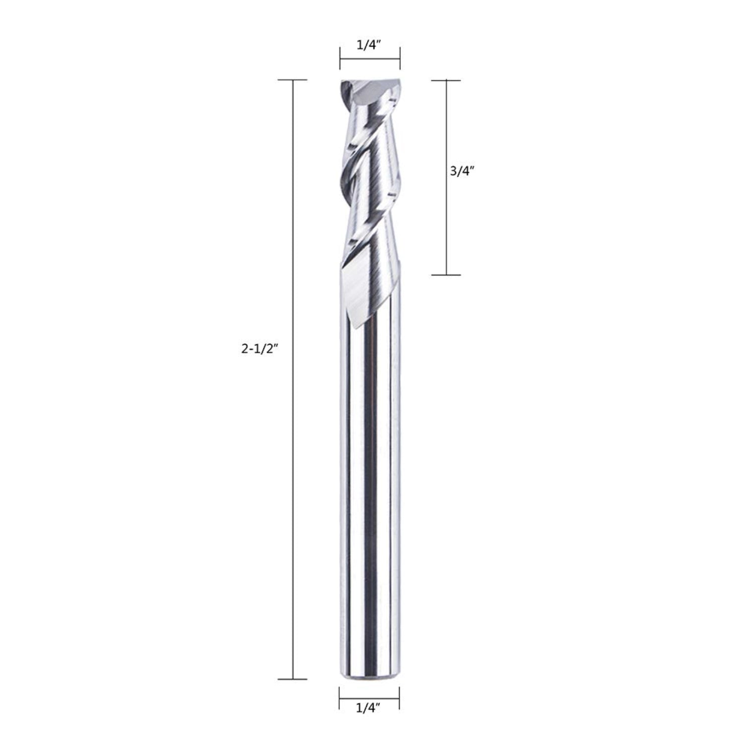 SpeTool 5Pcs CNC End Mills for Aluminum 2 Flute Upcut Router Bit 1/4" SHK