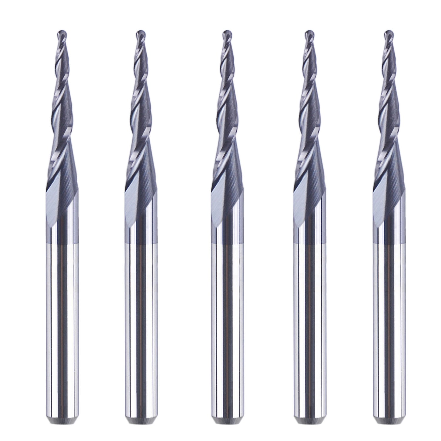 SpeTool 5Pcs Carbide Detail Engraving 2D/3D Tapered Endmill 0.5mm Radius