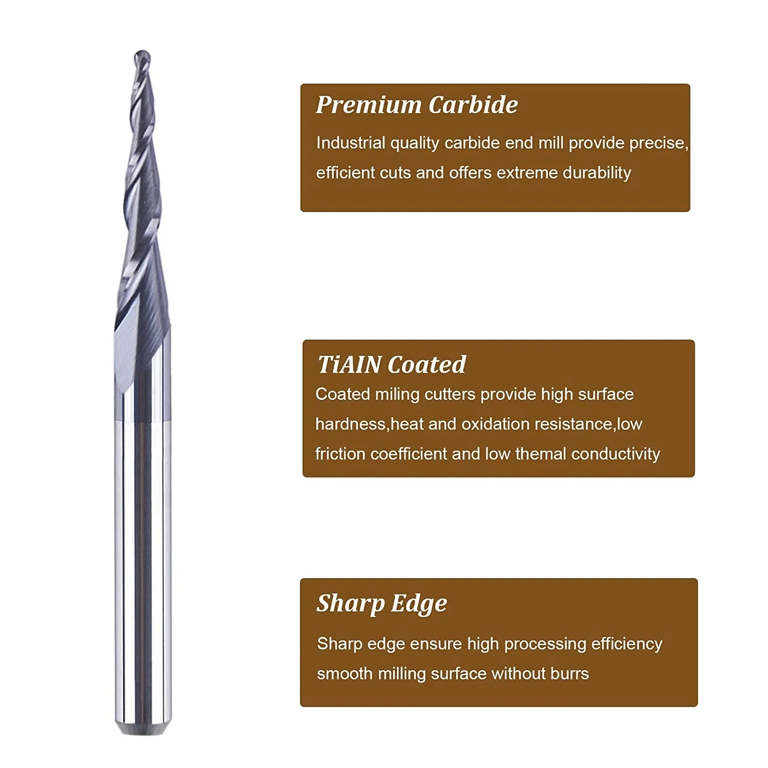 SpeTool Carbide Detail Engraving 2D/3D Tapered Endmill 0.5mm Radius